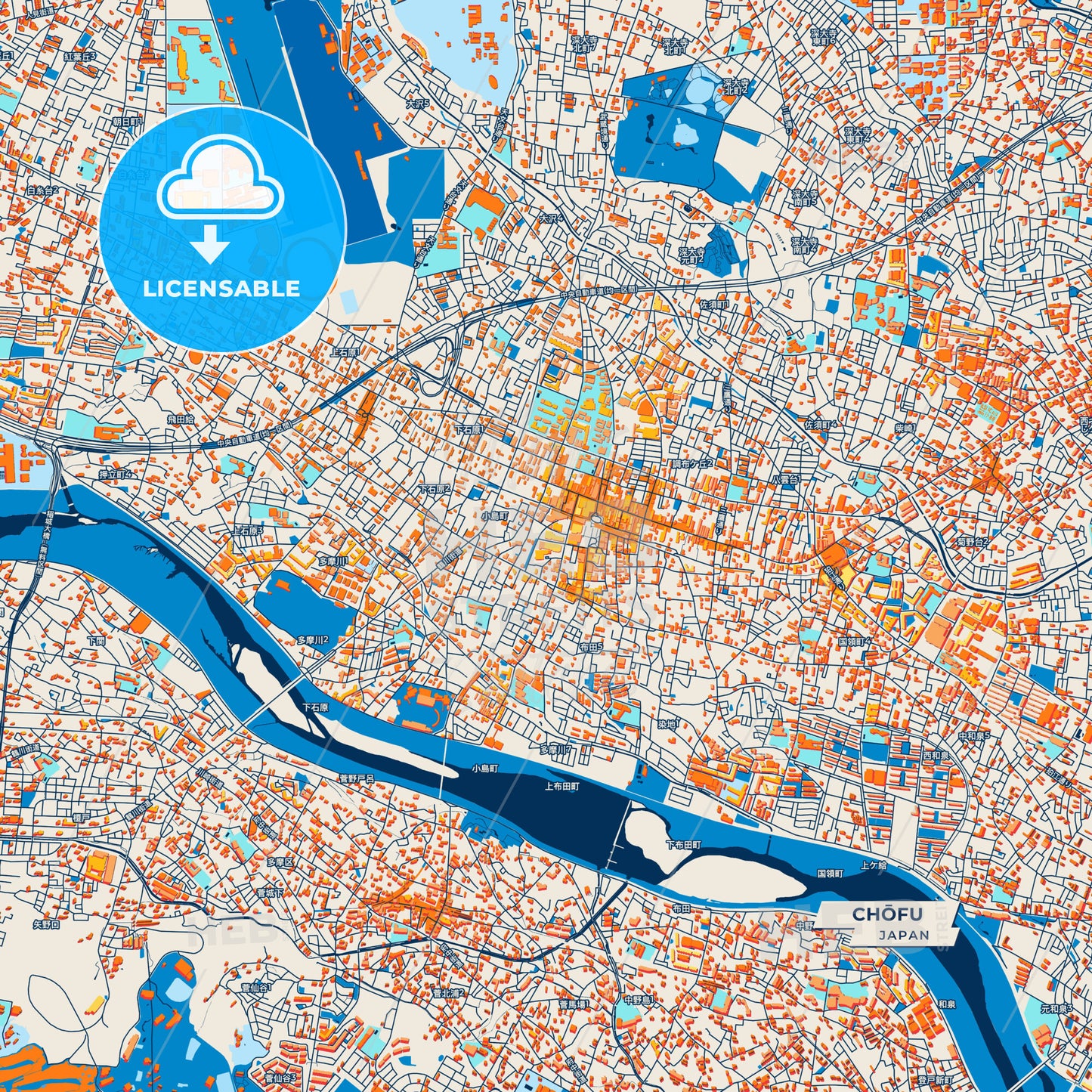Canvas Print Template of Chōfu Street Map