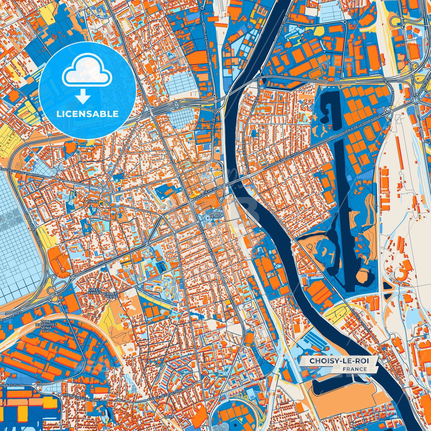 Canvas Print Template of Choisy-le-Roi Street Map
