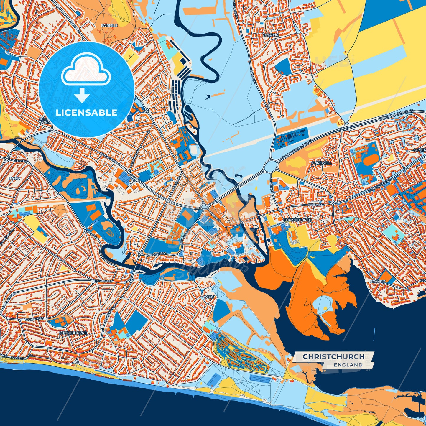 Canvas Print Template of Christchurch Street Map