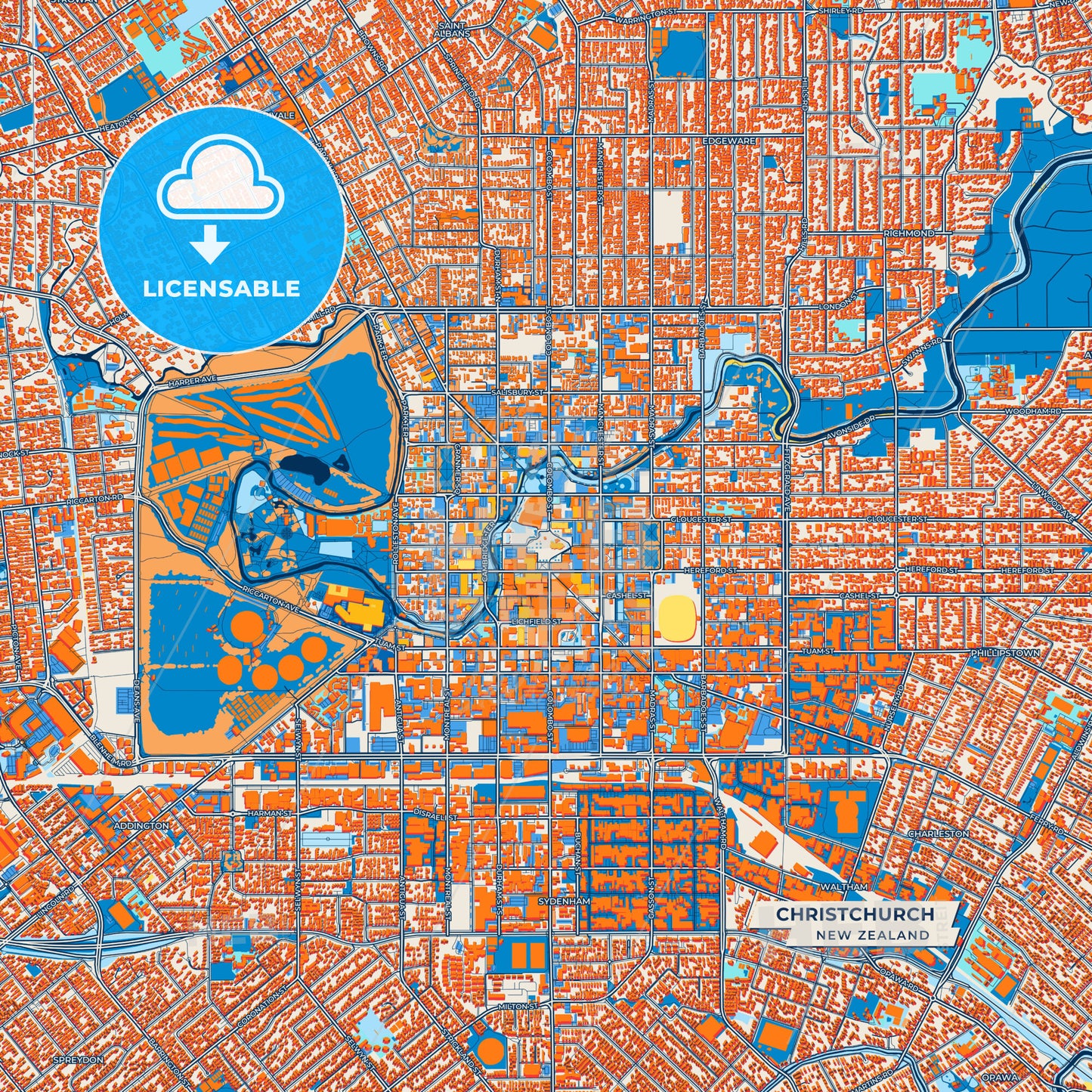 Canvas Print Template of Christchurch Street Map