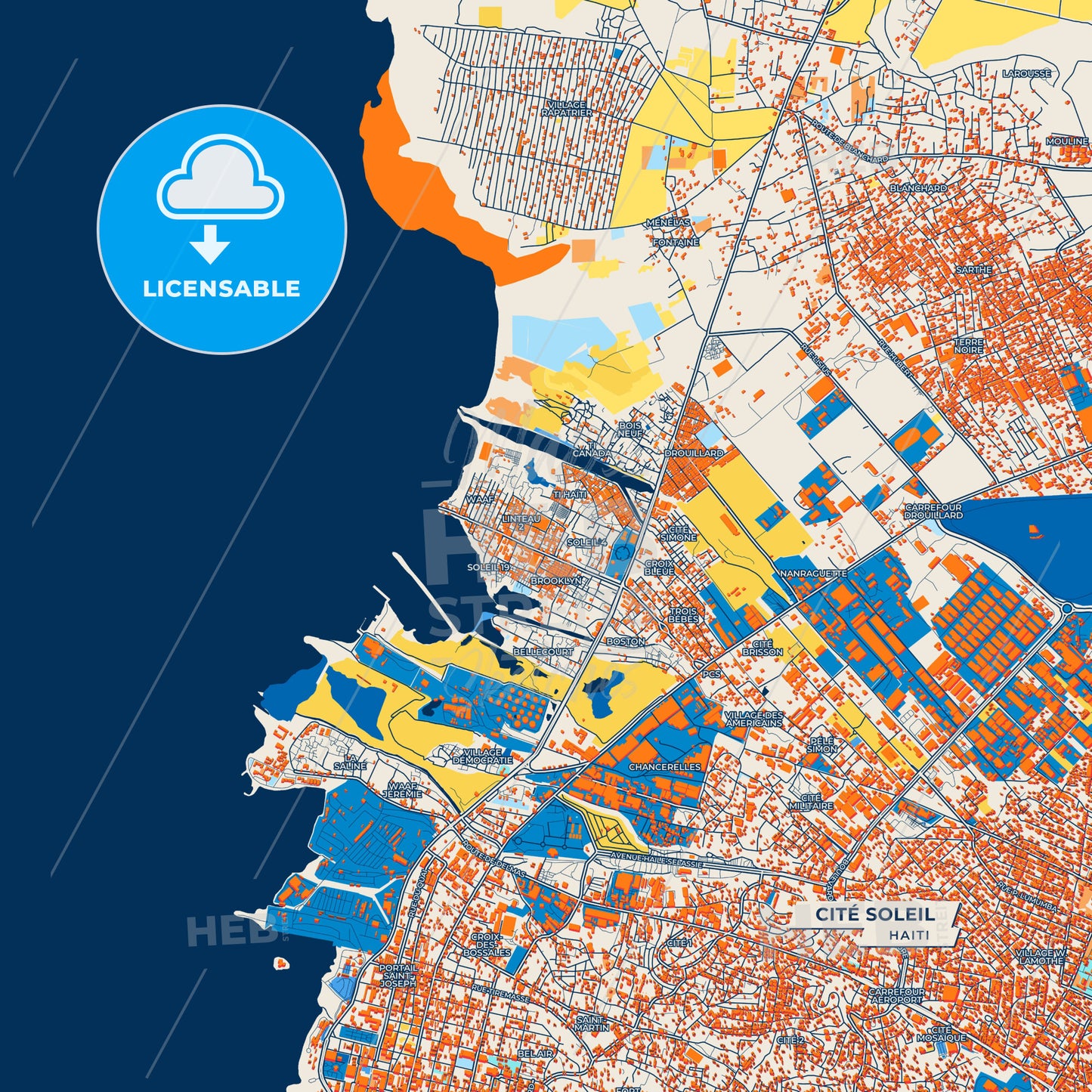 Canvas Print Template of Cité Soleil Street Map