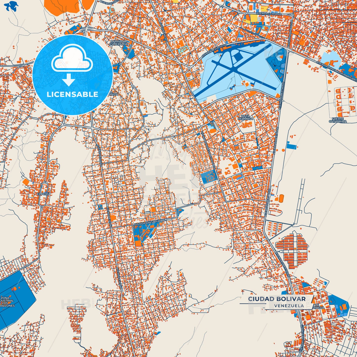 Canvas Print Template of Ciudad Bolivar Street Map