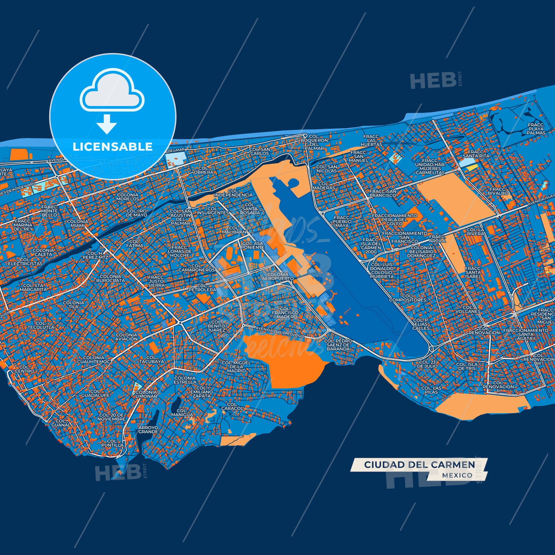 Canvas Print Template of Ciudad del Carmen Street Map