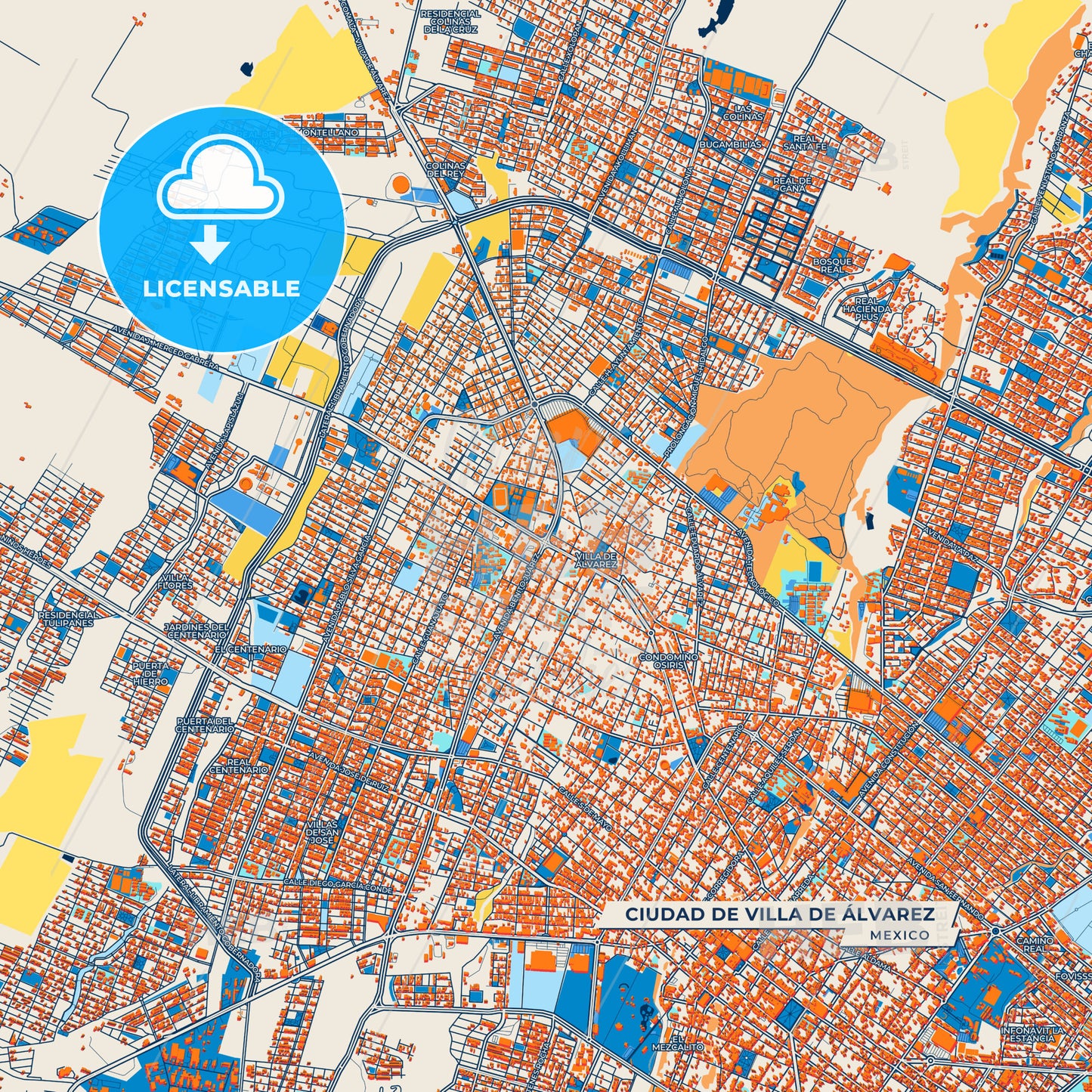 Canvas Print Template of Ciudad de Villa de Álvarez Street Map