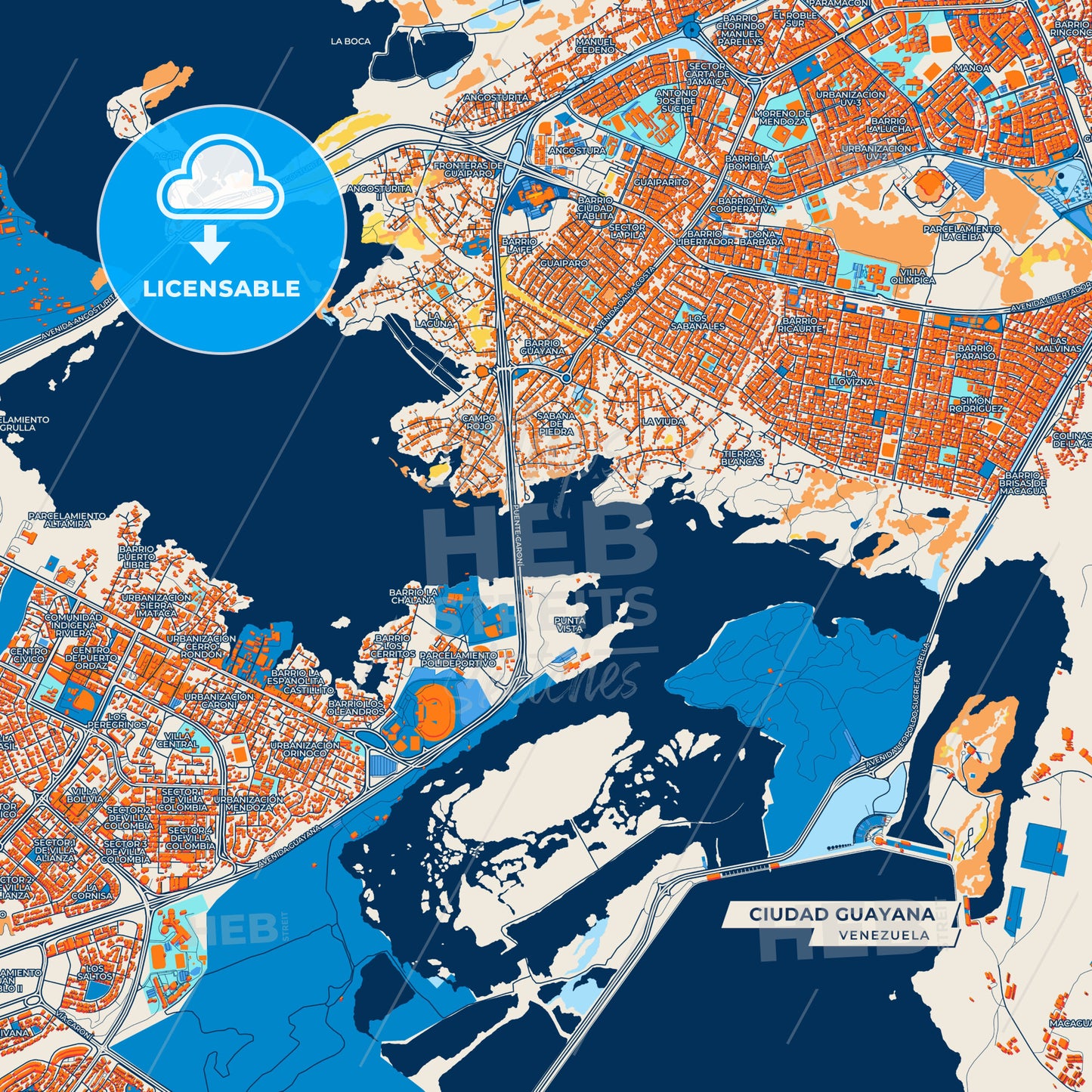 Canvas Print Template of Ciudad Guayana Street Map
