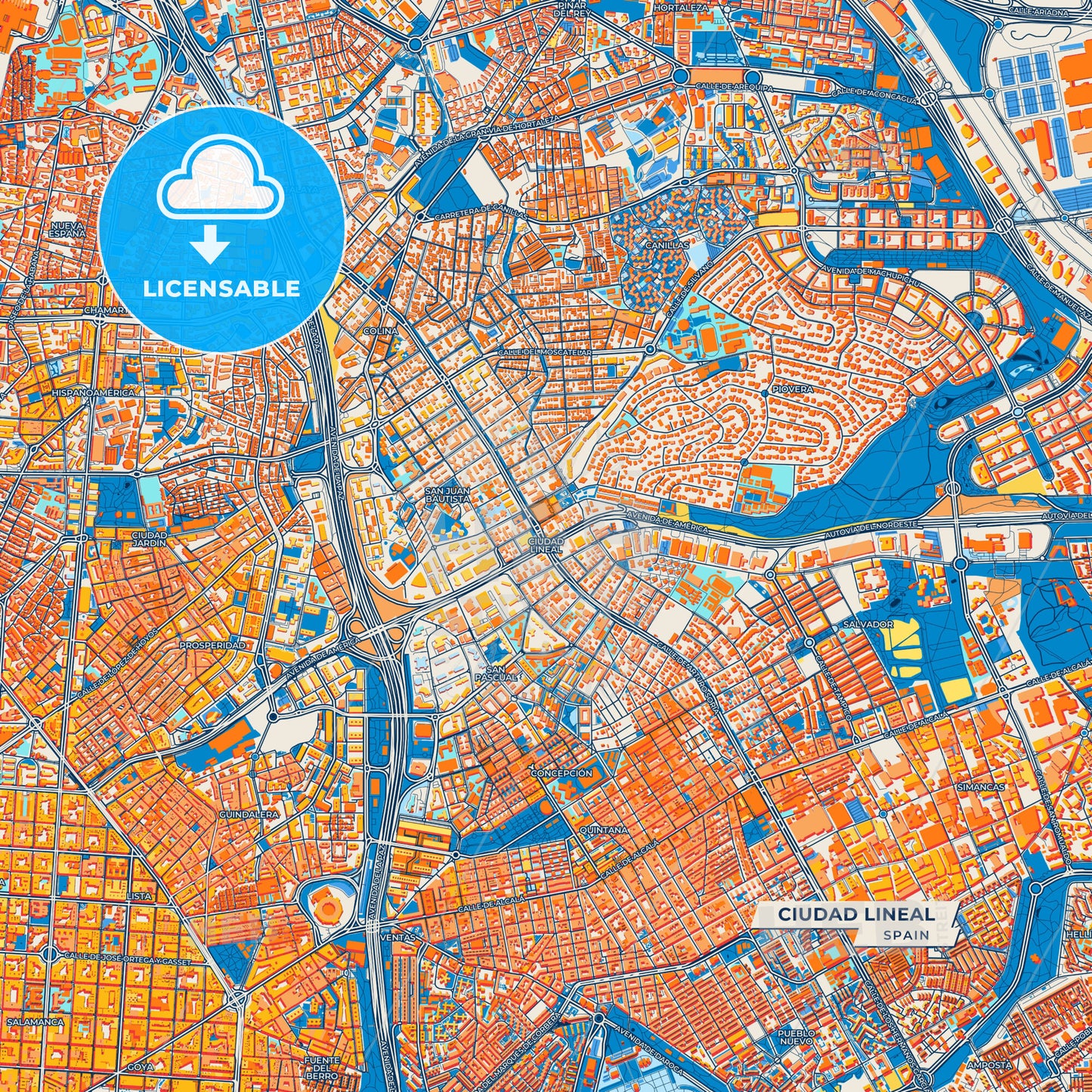 Canvas Print Template of Ciudad Lineal Street Map