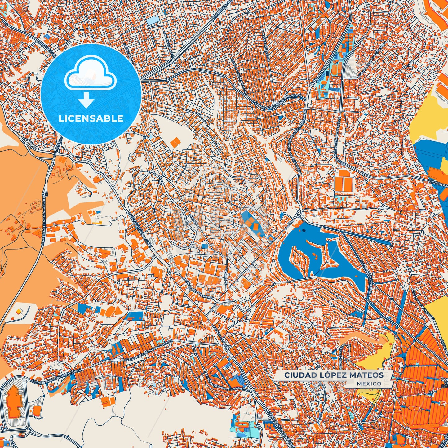 Canvas Print Template of Ciudad López Mateos Street Map