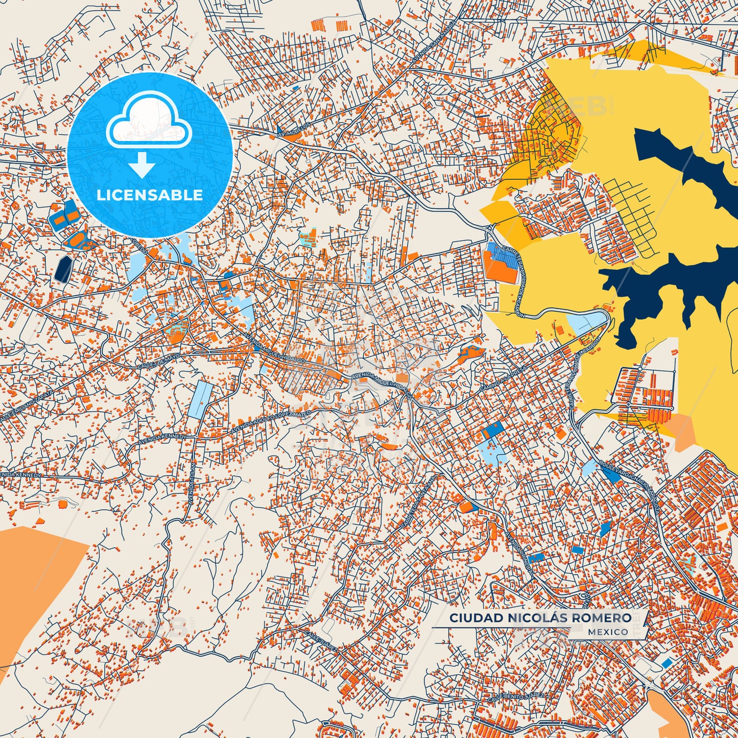 Canvas Print Template of Ciudad Nicolás Romero Street Map