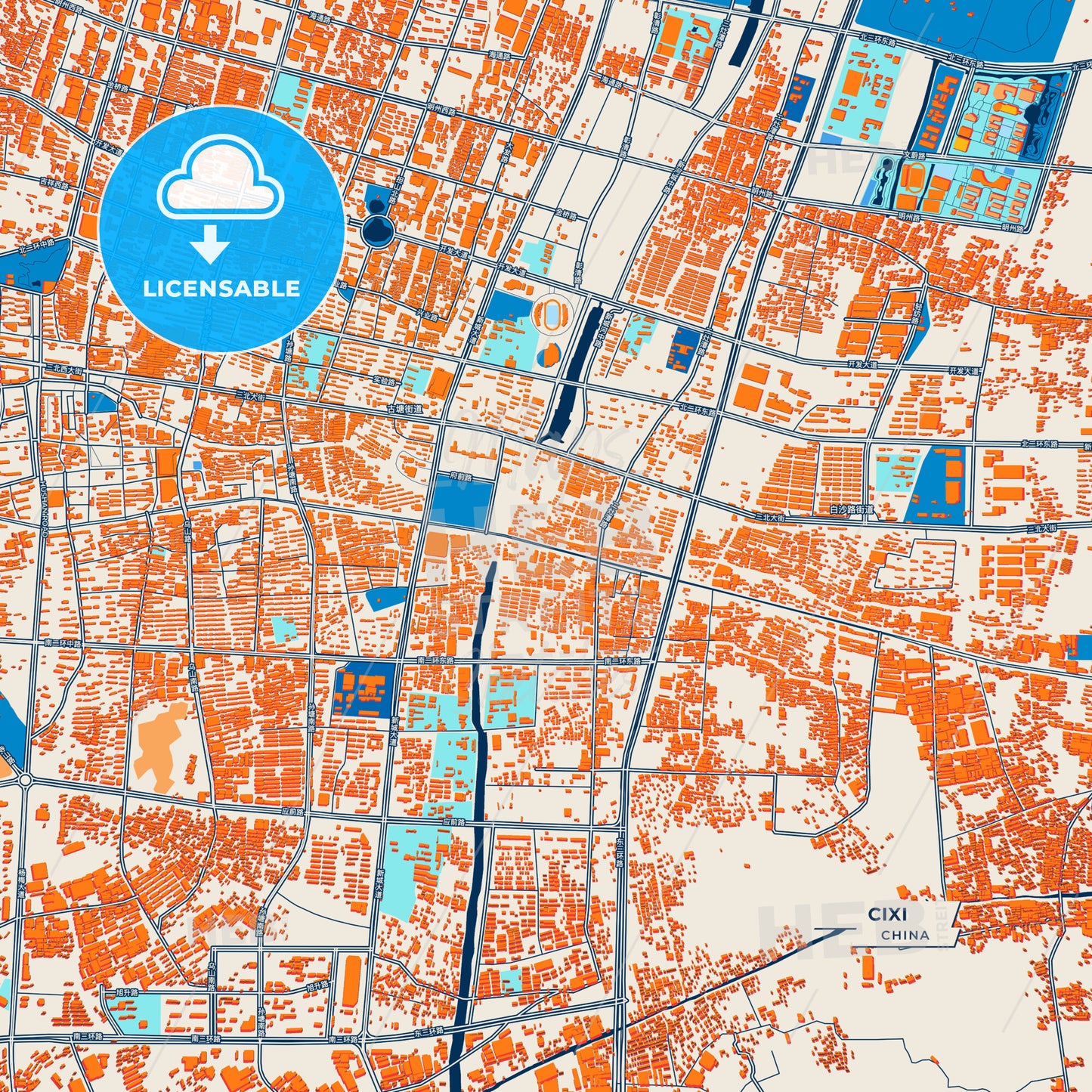 Canvas Print Template of Cixi Street Map