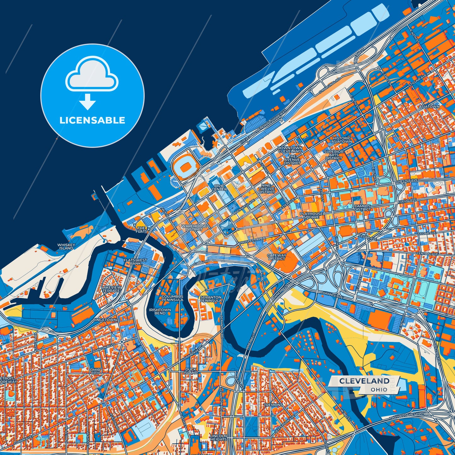Canvas Print Template of Cleveland Street Map