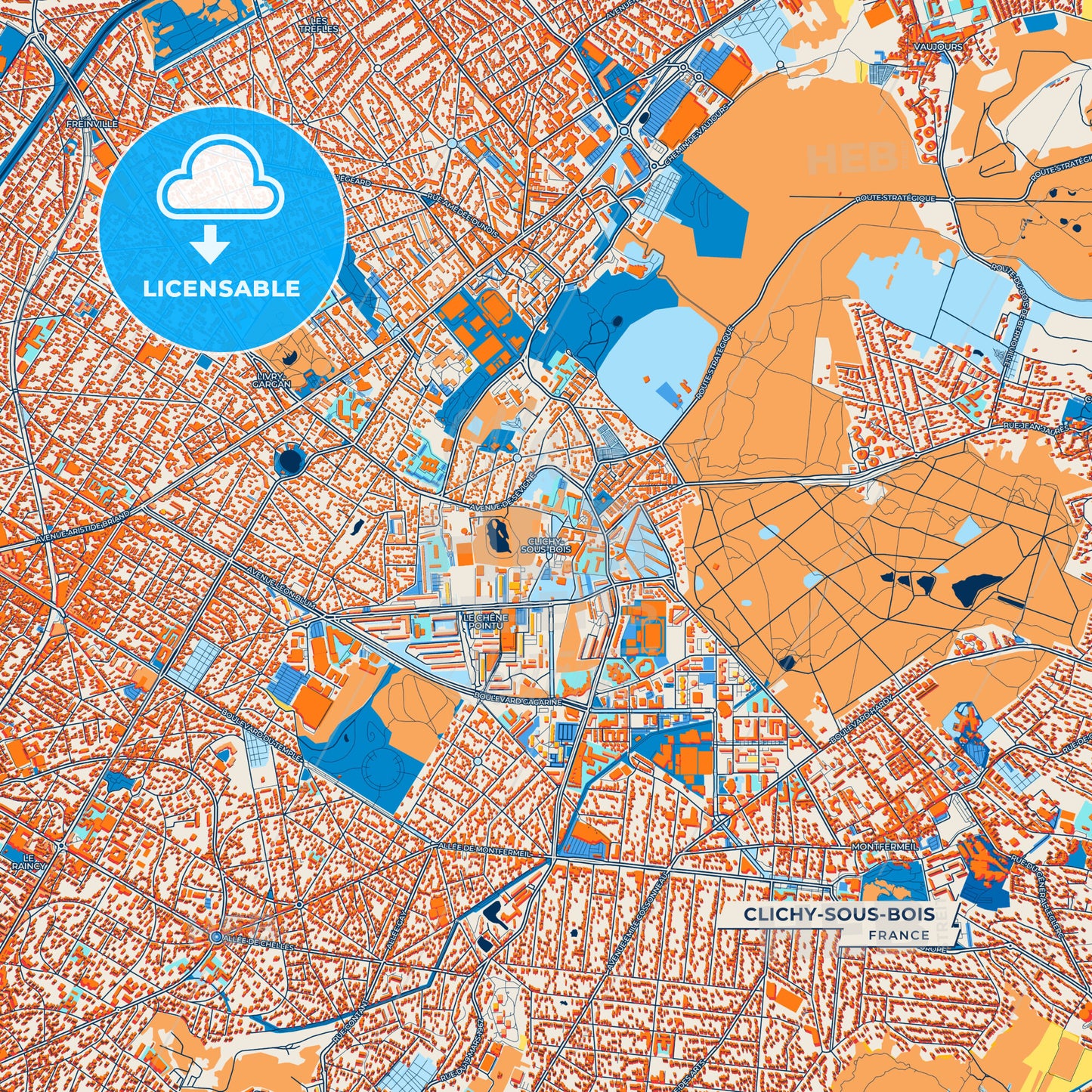 Canvas Print Template of Clichy-sous-Bois Street Map