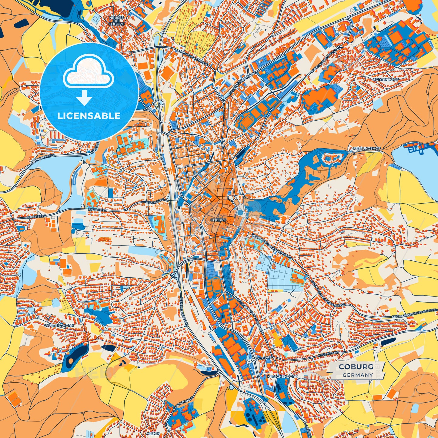 Canvas Print Template of Coburg Street Map