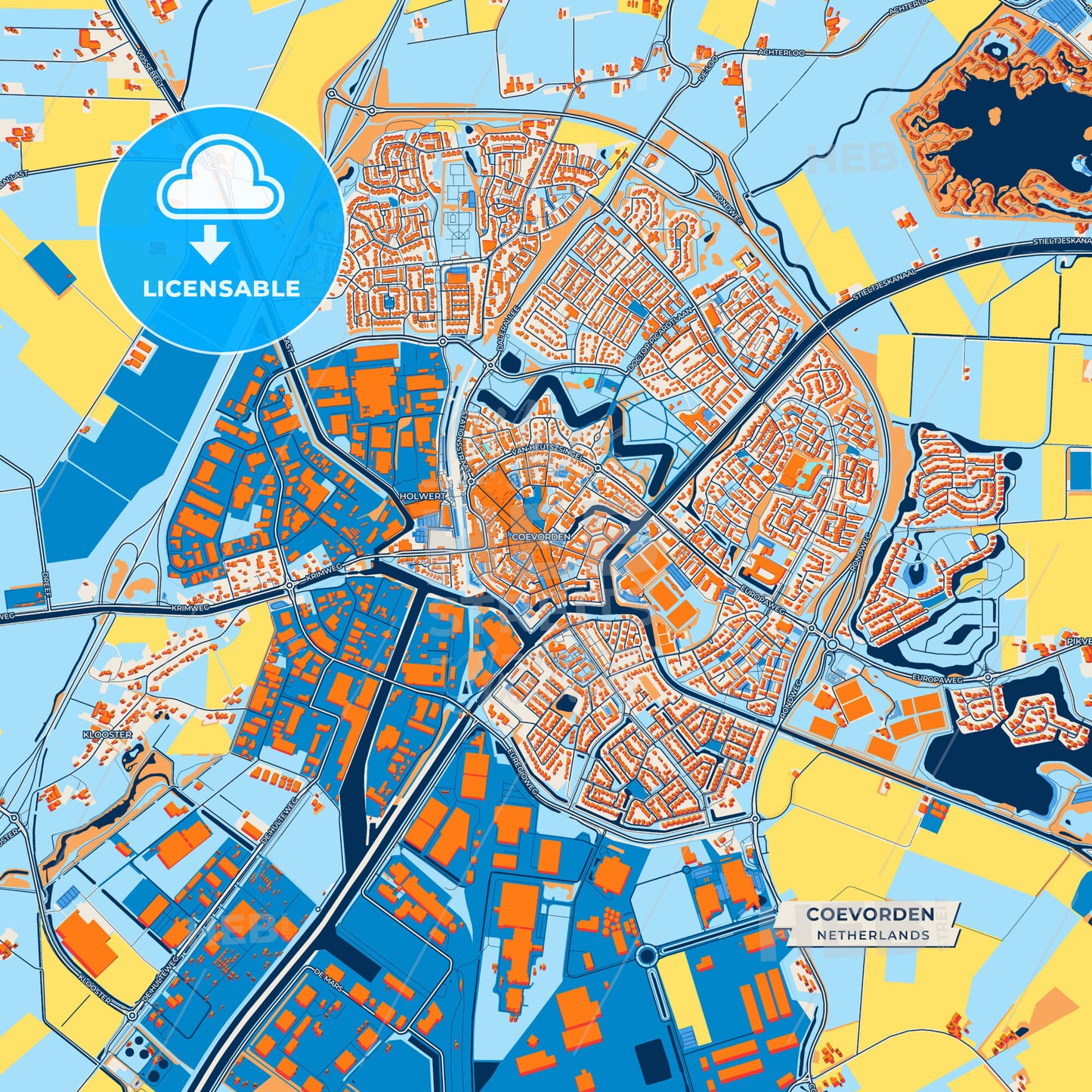 Canvas Print Template of Coevorden Street Map