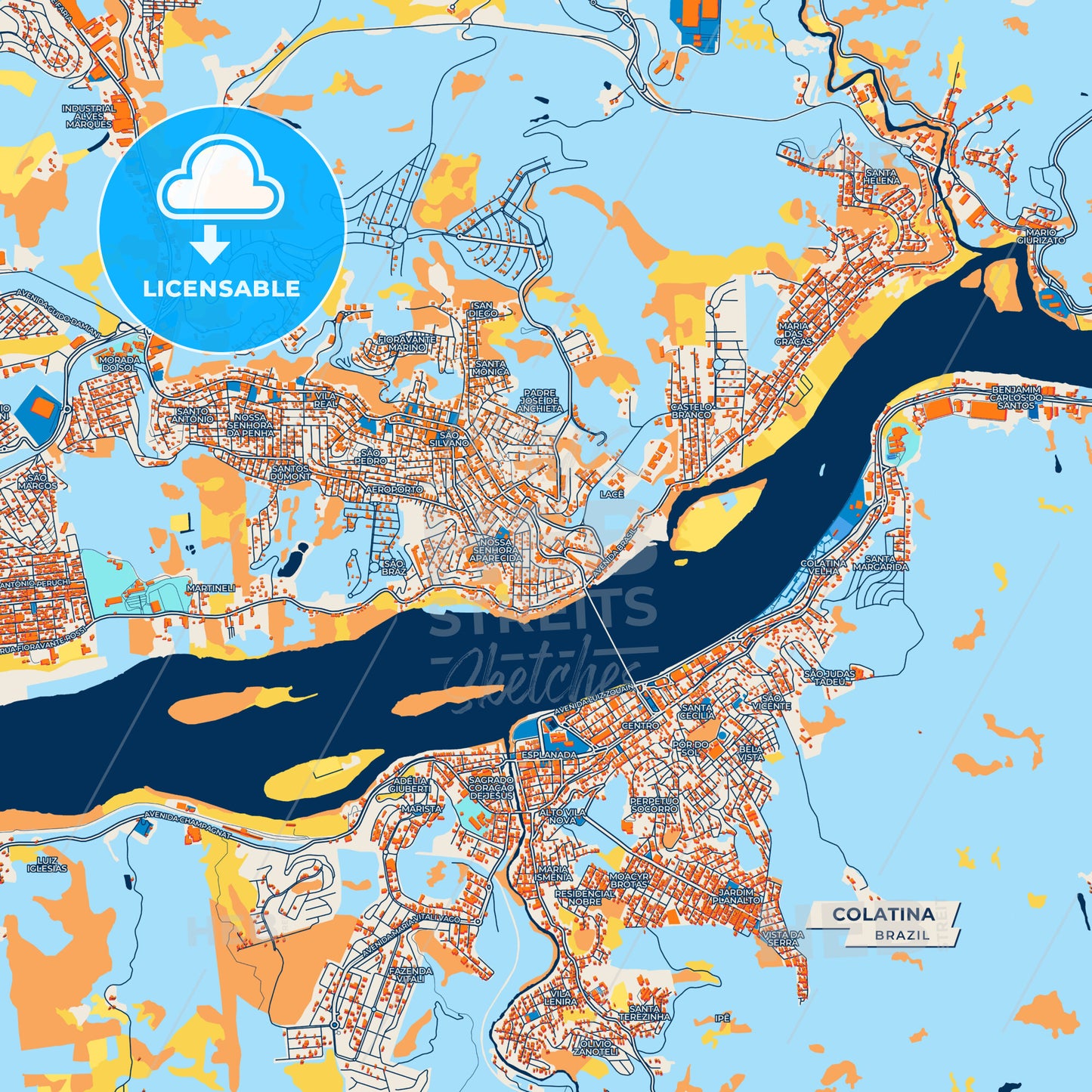 Canvas Print Template of Colatina Street Map