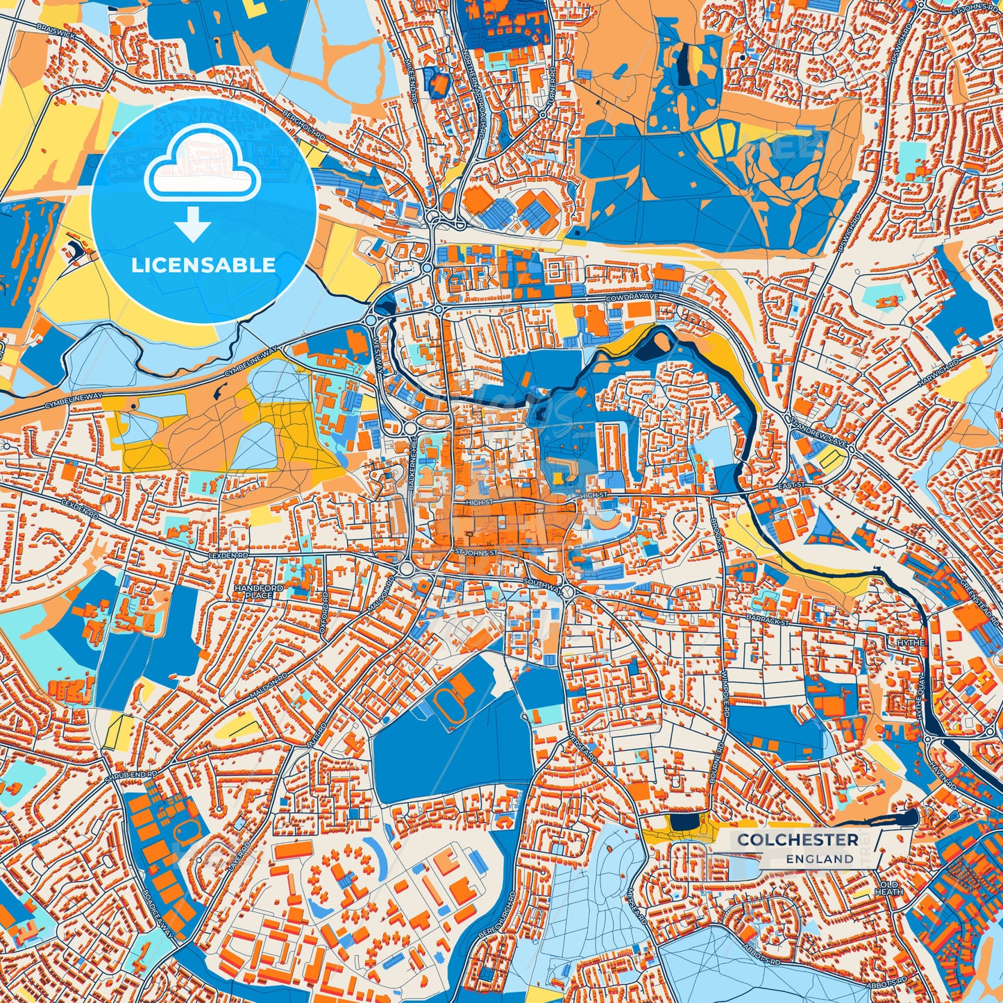 Canvas Print Template of Colchester Street Map