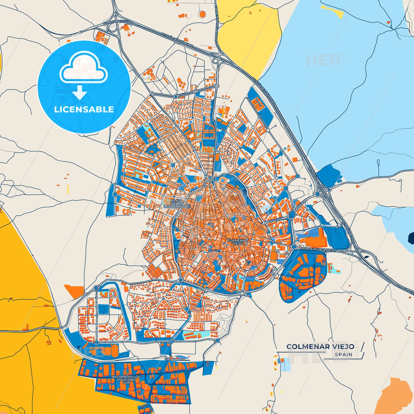 Canvas Print Template of Colmenar Viejo Street Map