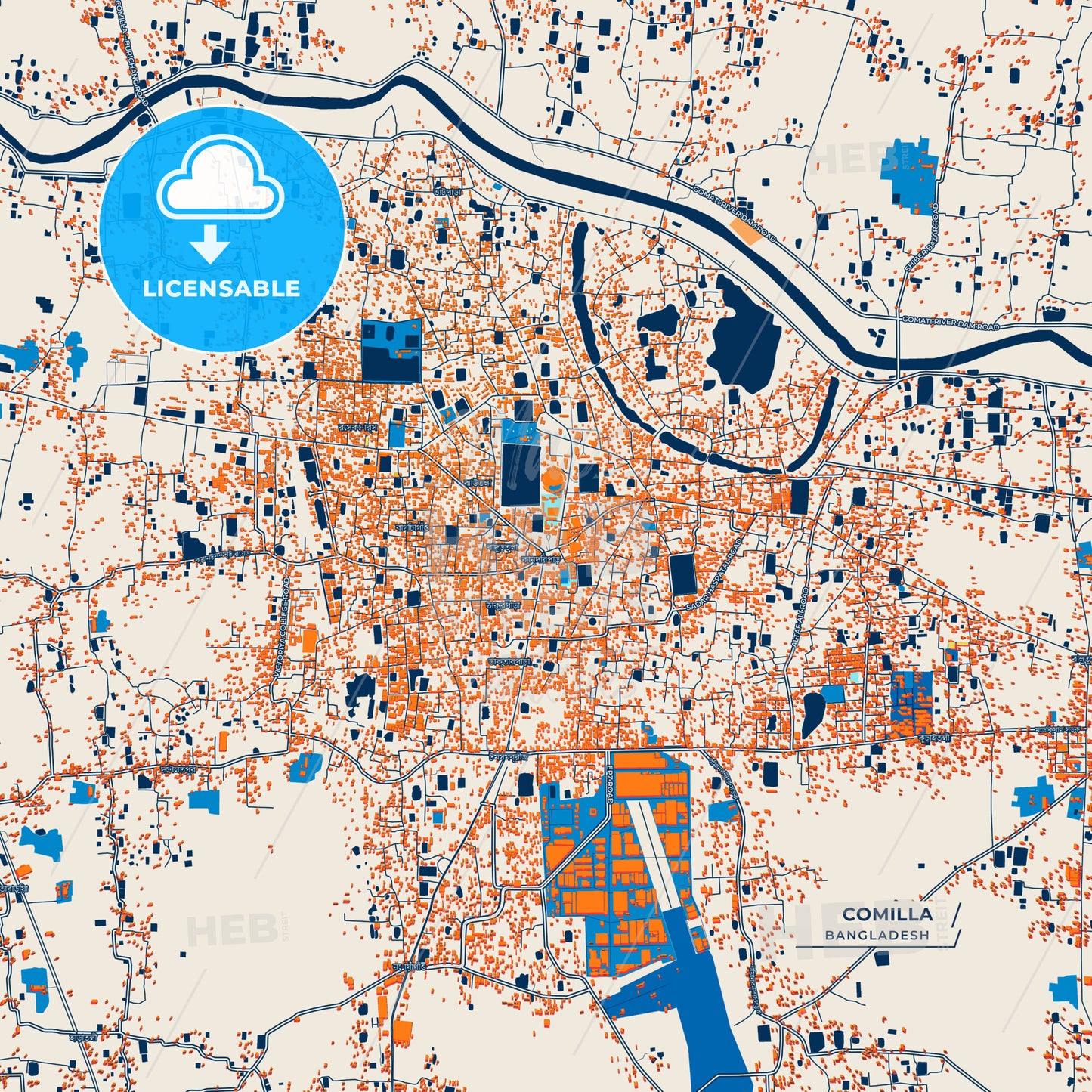 Canvas Print Template of Comilla Street Map