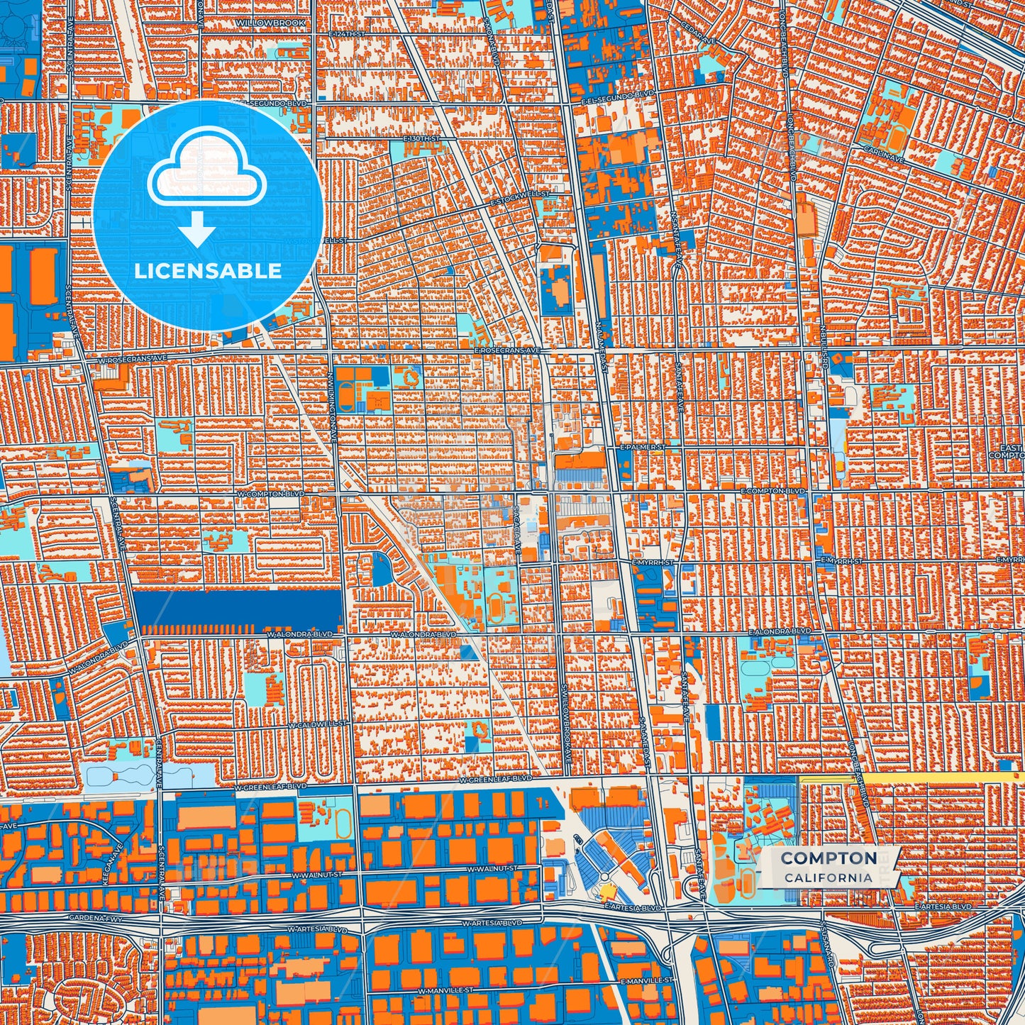 Canvas Print Template of Compton Street Map