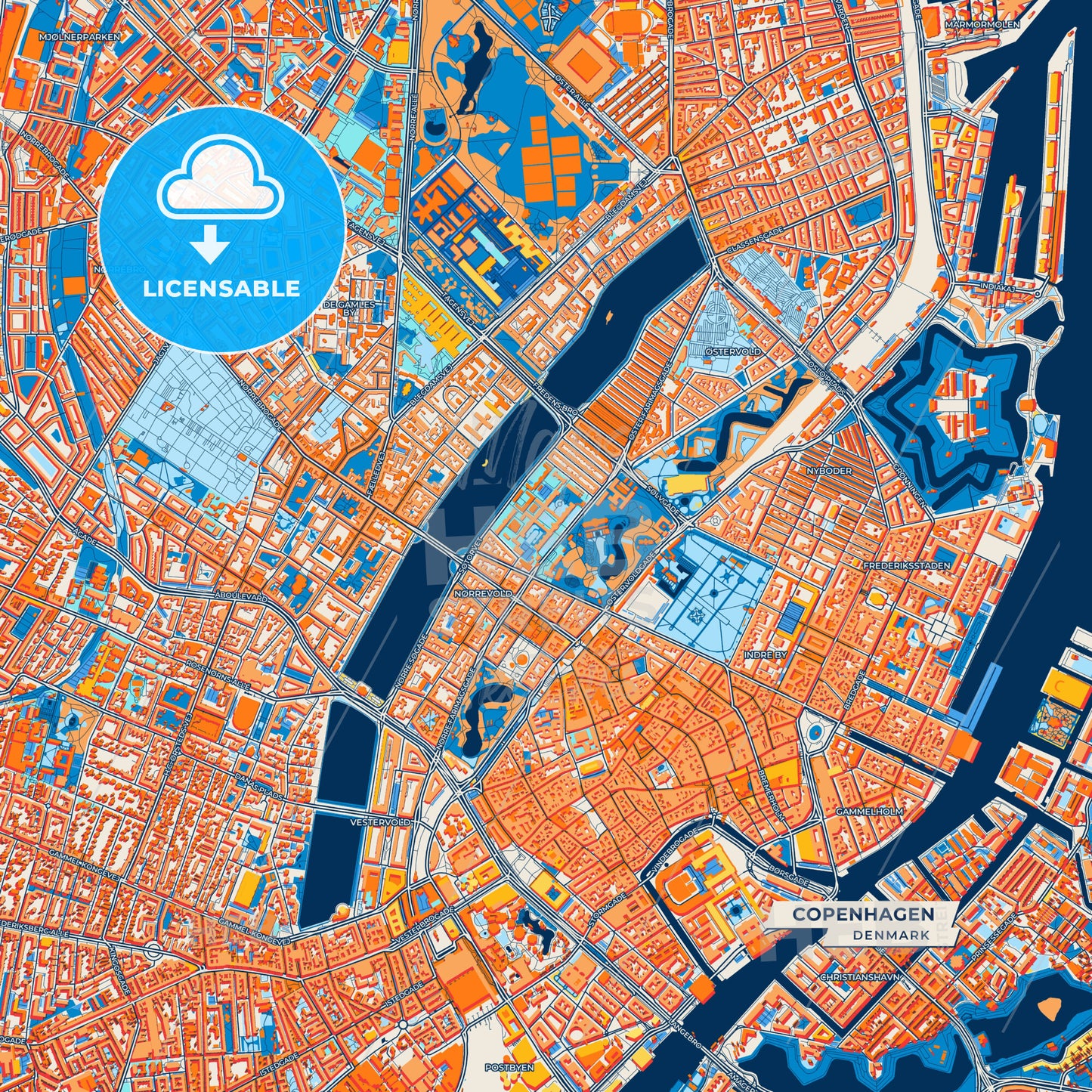 Canvas Print Template of Copenhagen Street Map