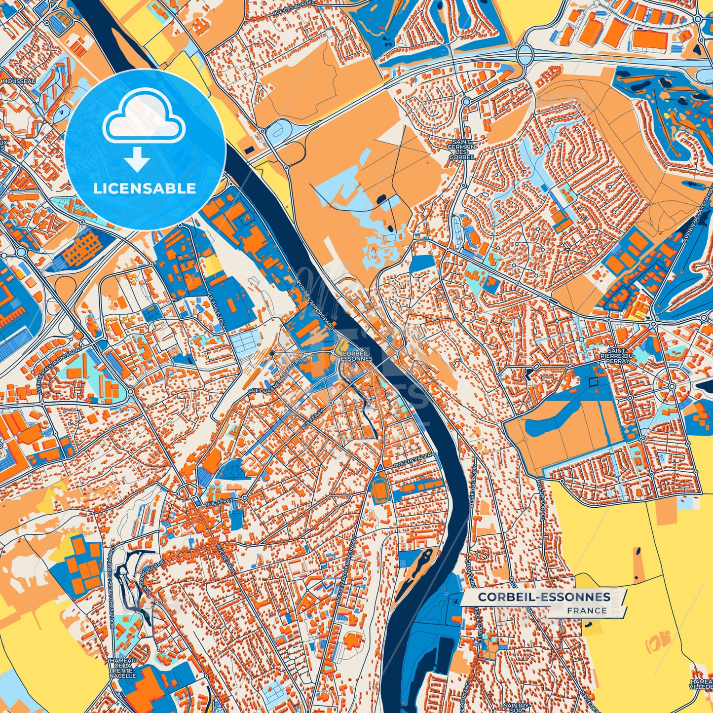 Canvas Print Template of Corbeil-Essonnes Street Map