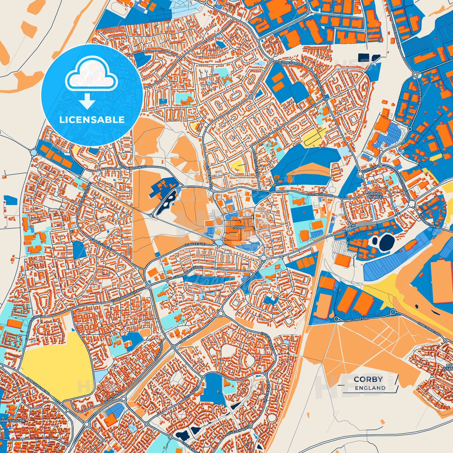 Canvas Print Template of Corby Street Map
