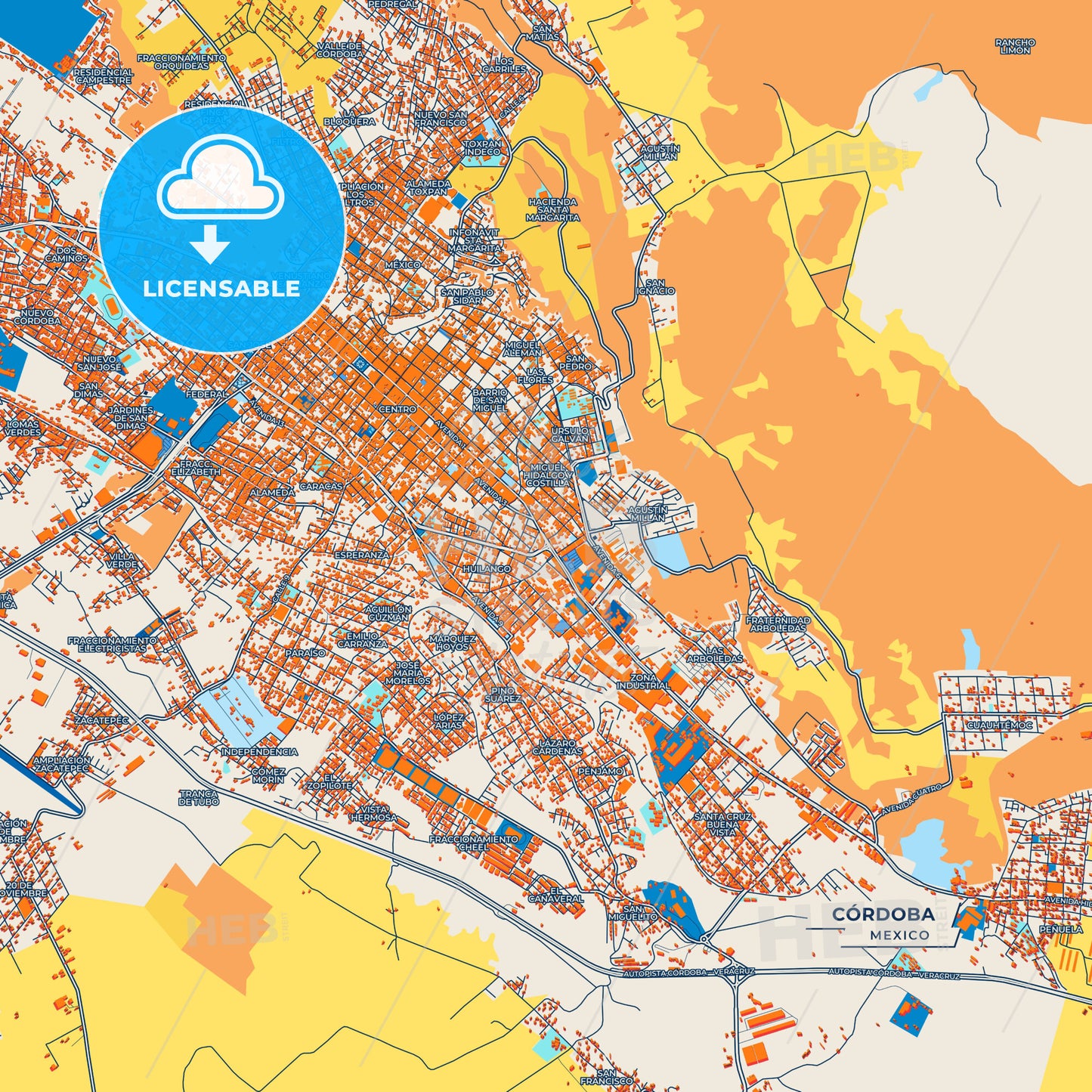 Canvas Print Template of Córdoba Street Map