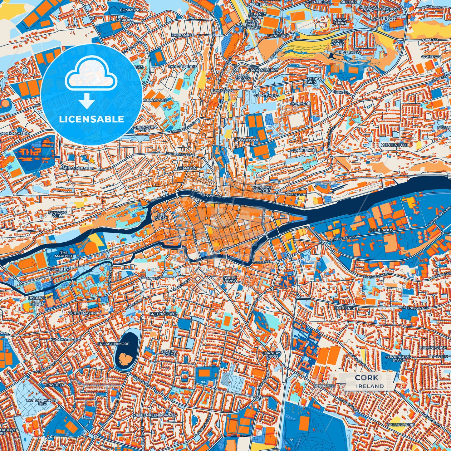 Canvas Print Template of Cork Street Map
