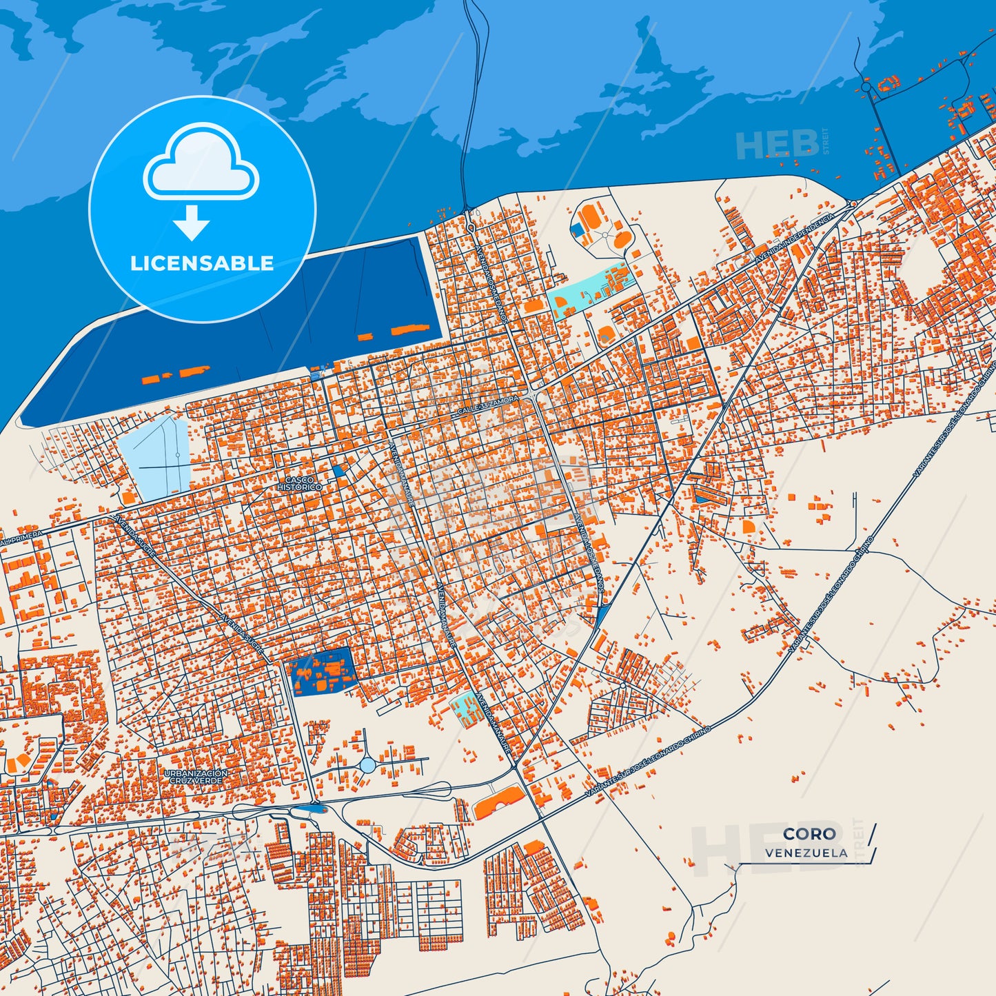 Canvas Print Template of Coro Street Map