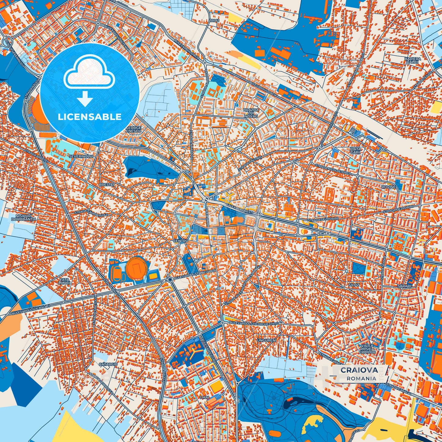Canvas Print Template of Craiova Street Map