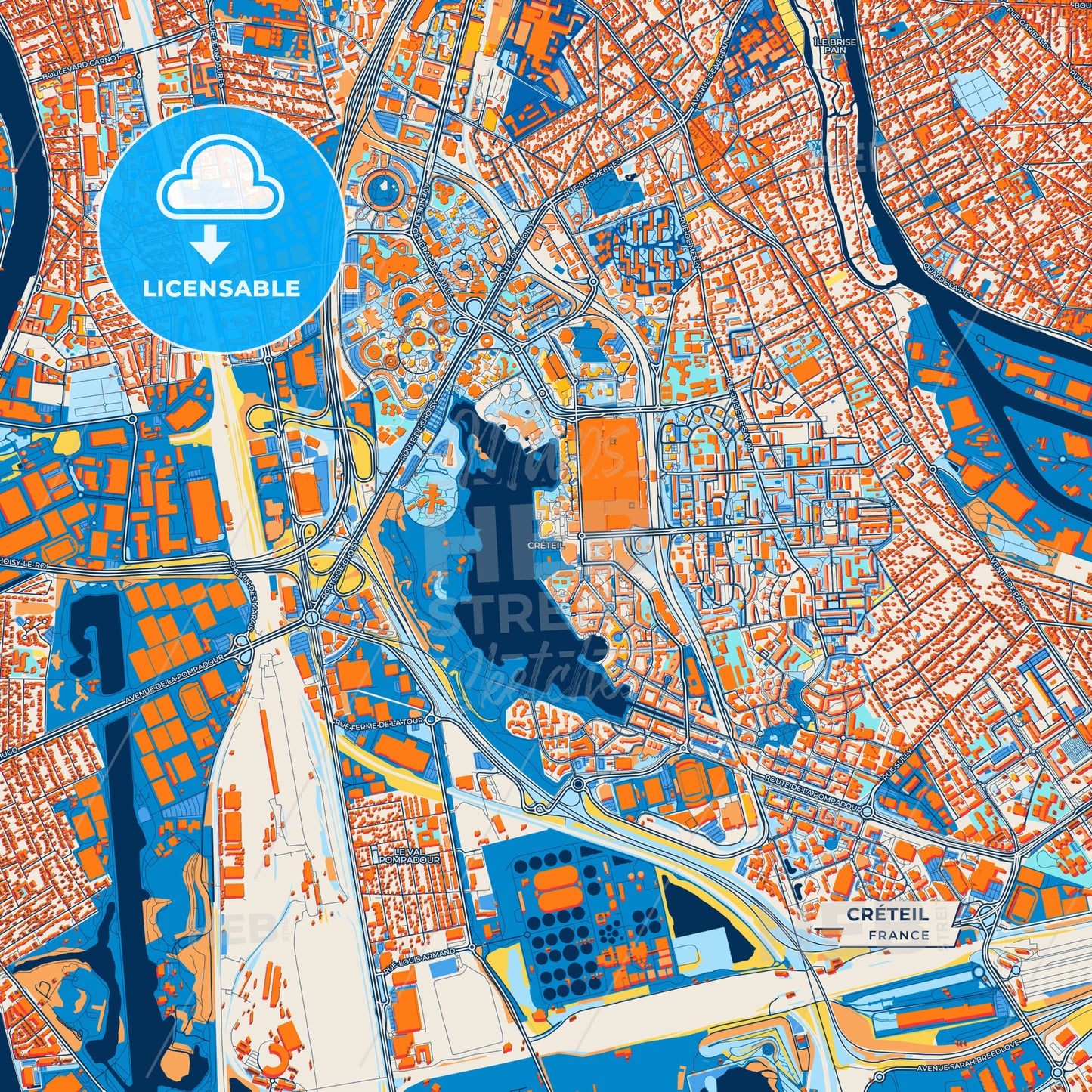 Canvas Print Template of Créteil Street Map