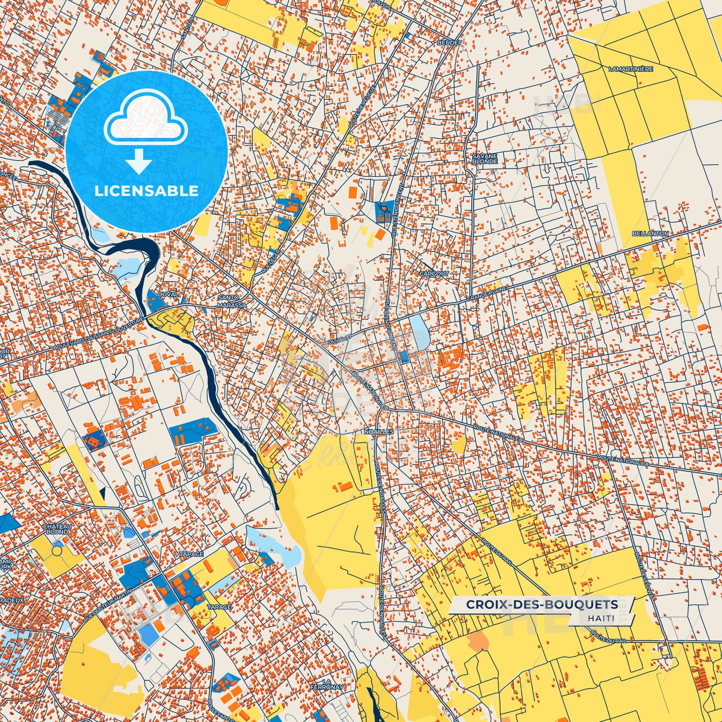 Canvas Print Template of Croix-des-Bouquets Street Map