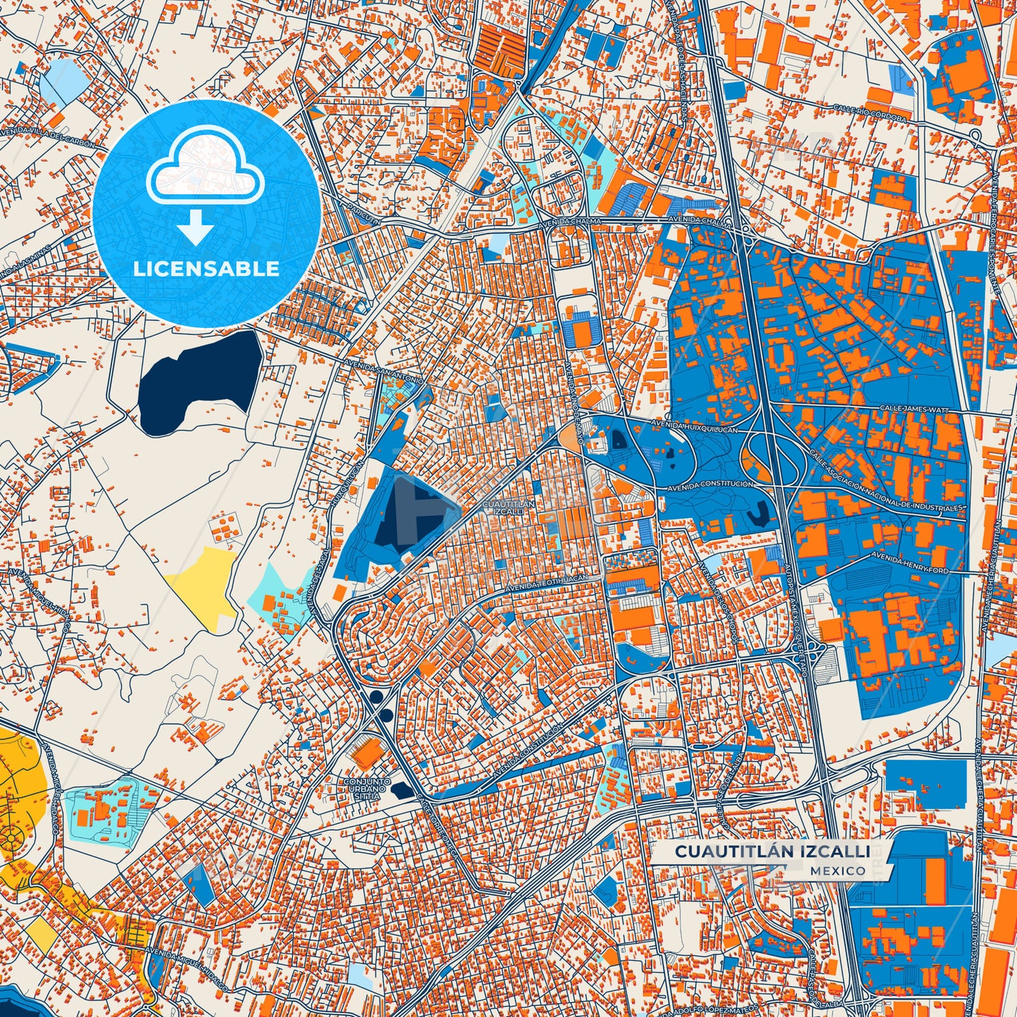 Canvas Print Template of Cuautitlán Izcalli Street Map
