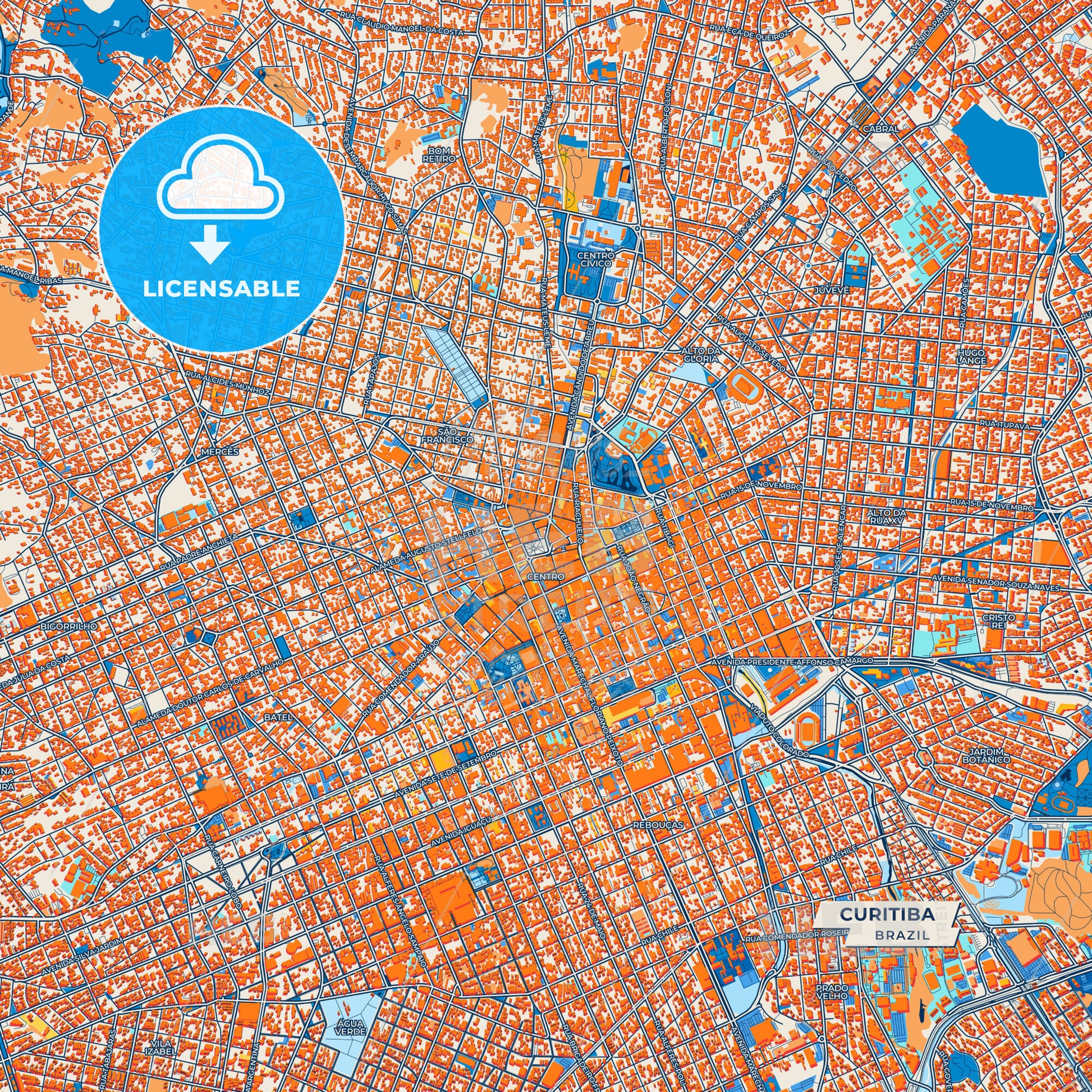 Canvas Print Template of Curitiba Street Map