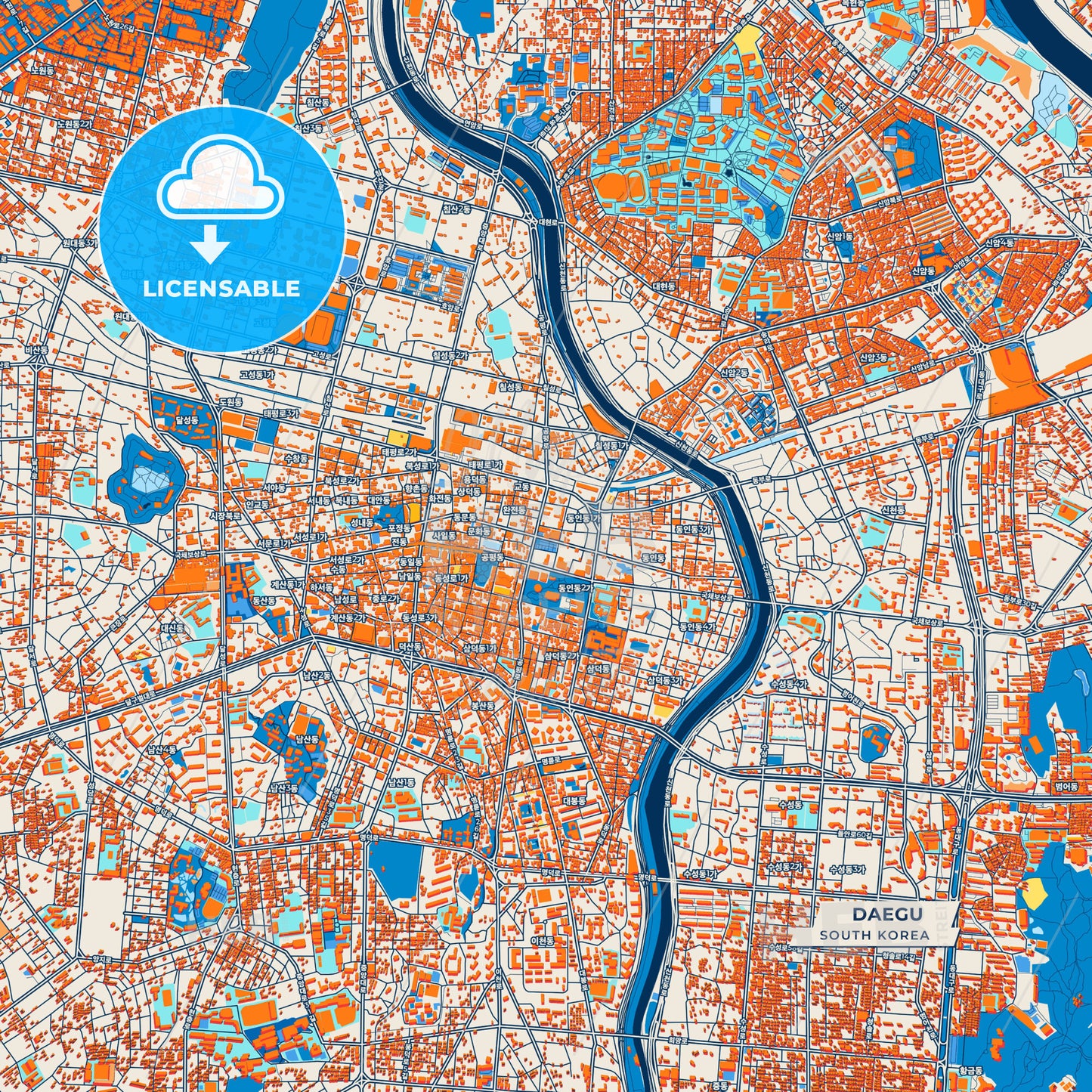 Canvas Print Template of Daegu Street Map