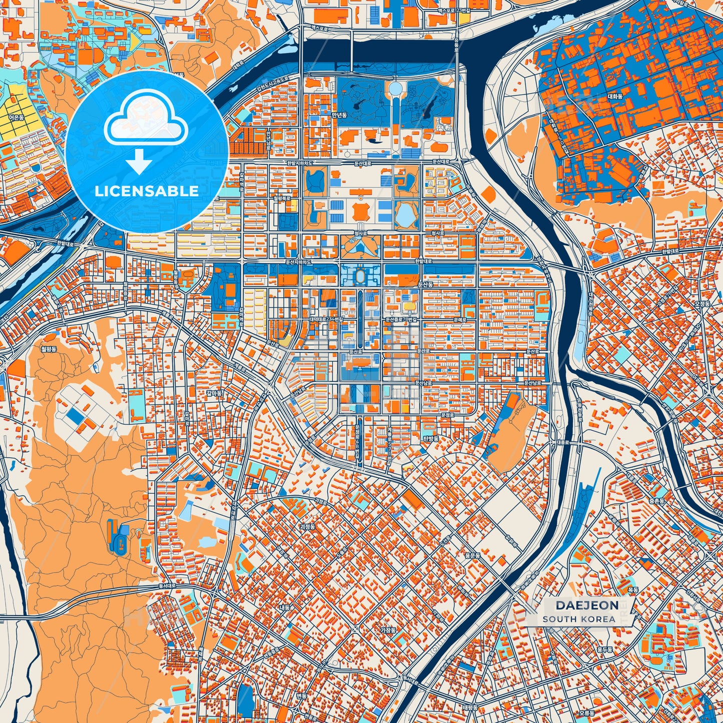 Canvas Print Template of Daejeon Street Map