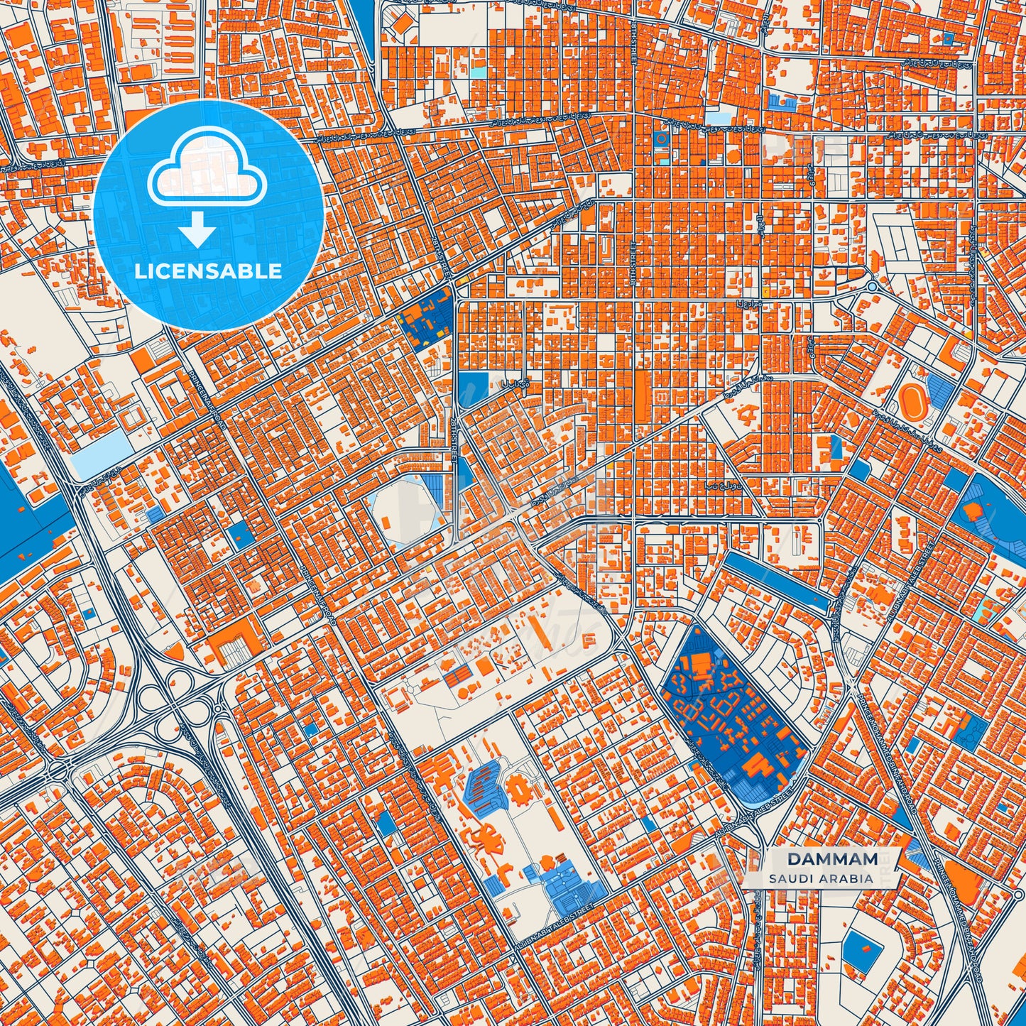 Canvas Print Template of Dammam Street Map