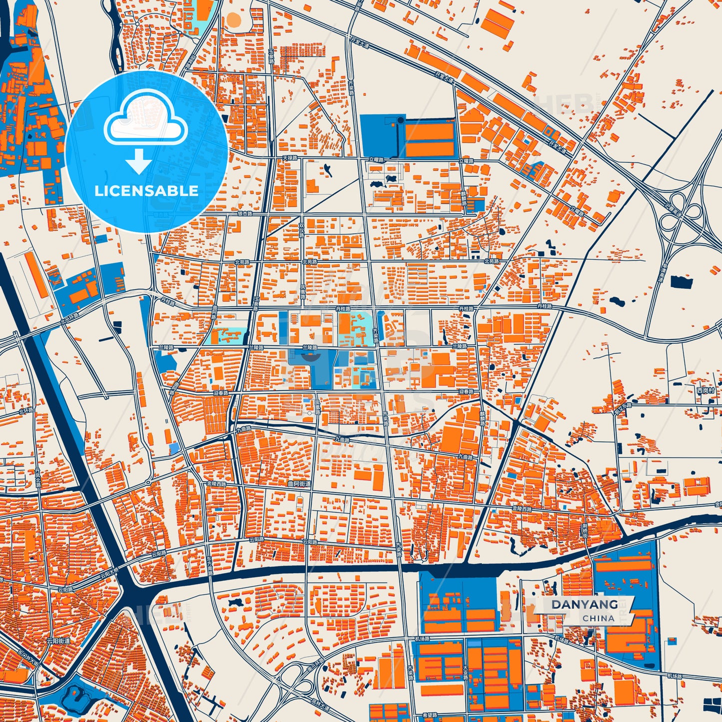 Canvas Print Template of Danyang Street Map