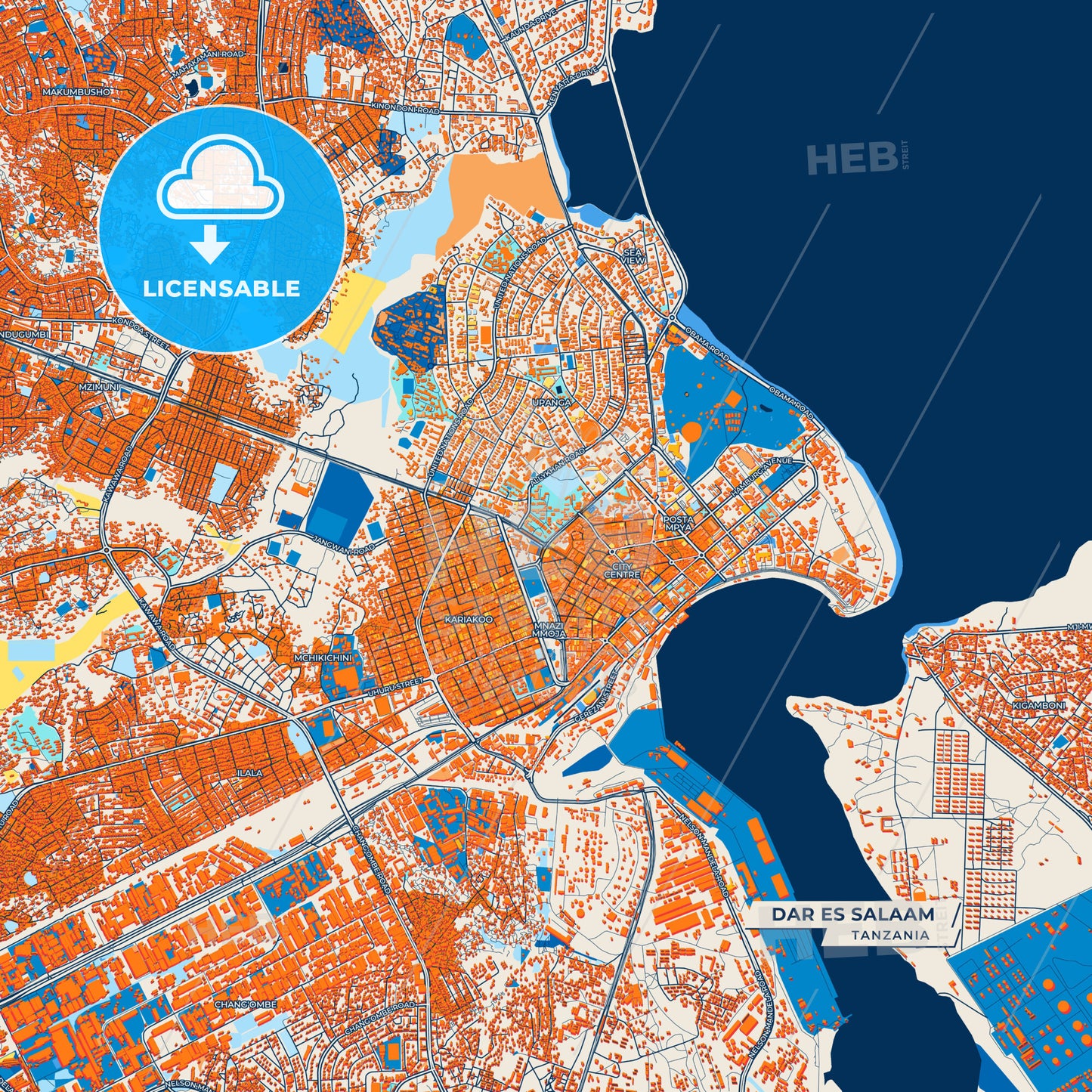 Canvas Print Template of Dar es Salaam Street Map