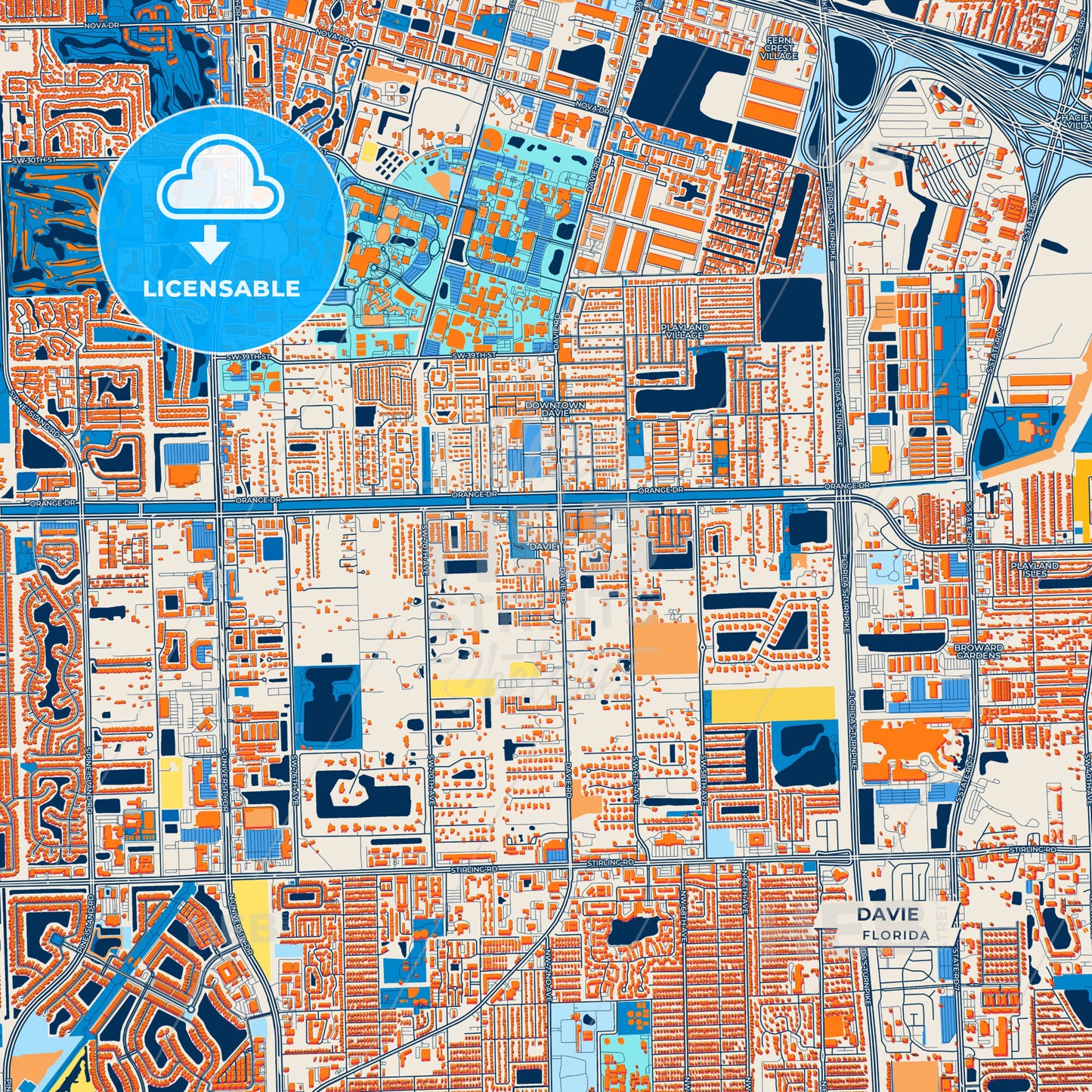 Canvas Print Template of Davie Street Map