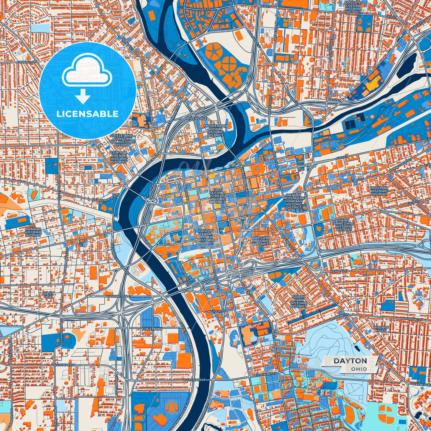 Canvas Print Template of Dayton Street Map