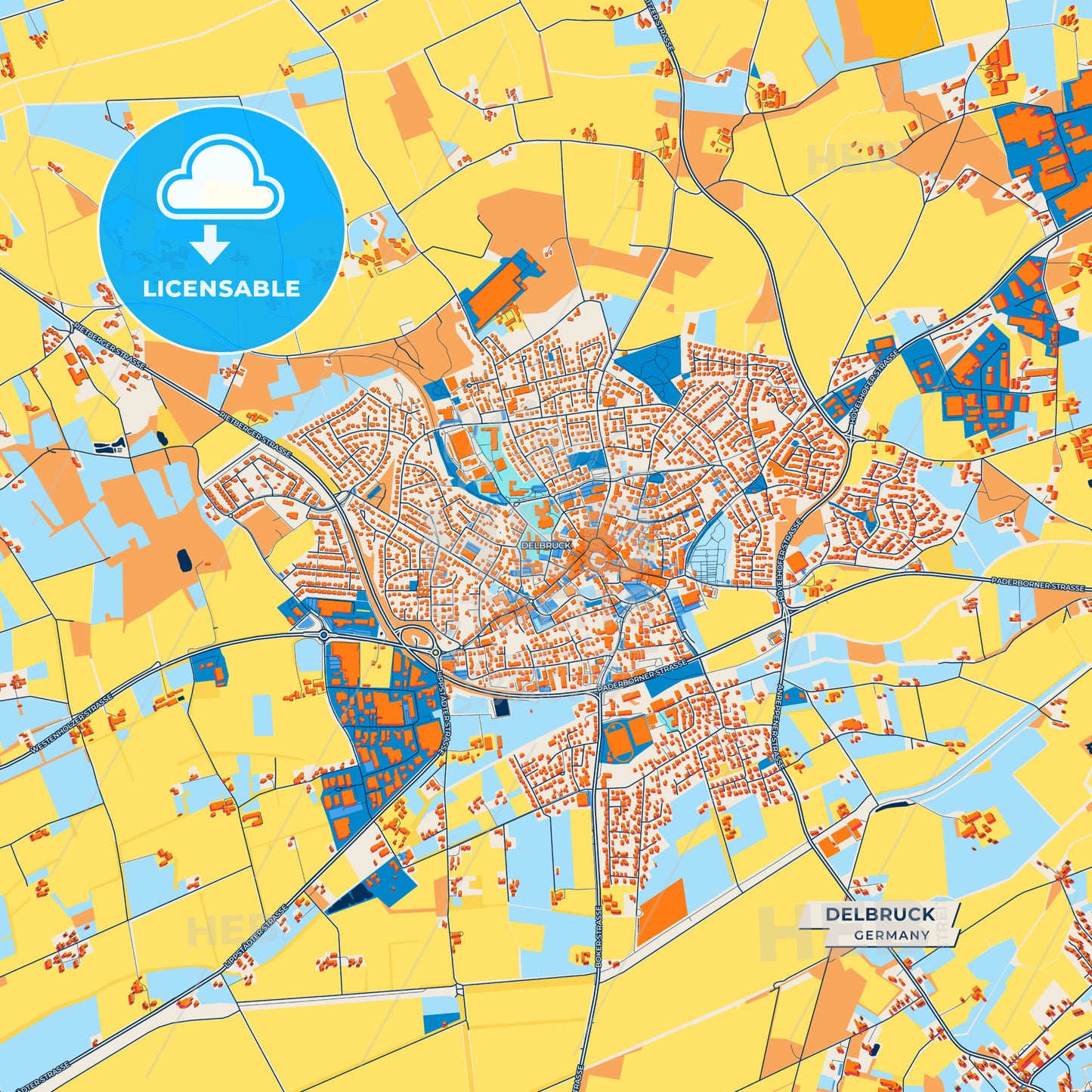 Canvas Print Template of Delbruck Street Map