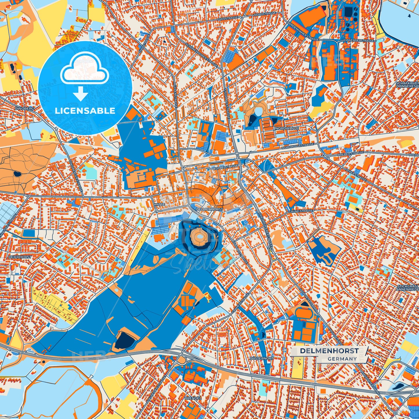 Canvas Print Template of Delmenhorst Street Map