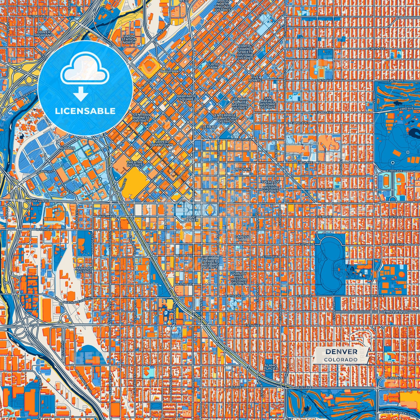Canvas Print Template of Denver Street Map