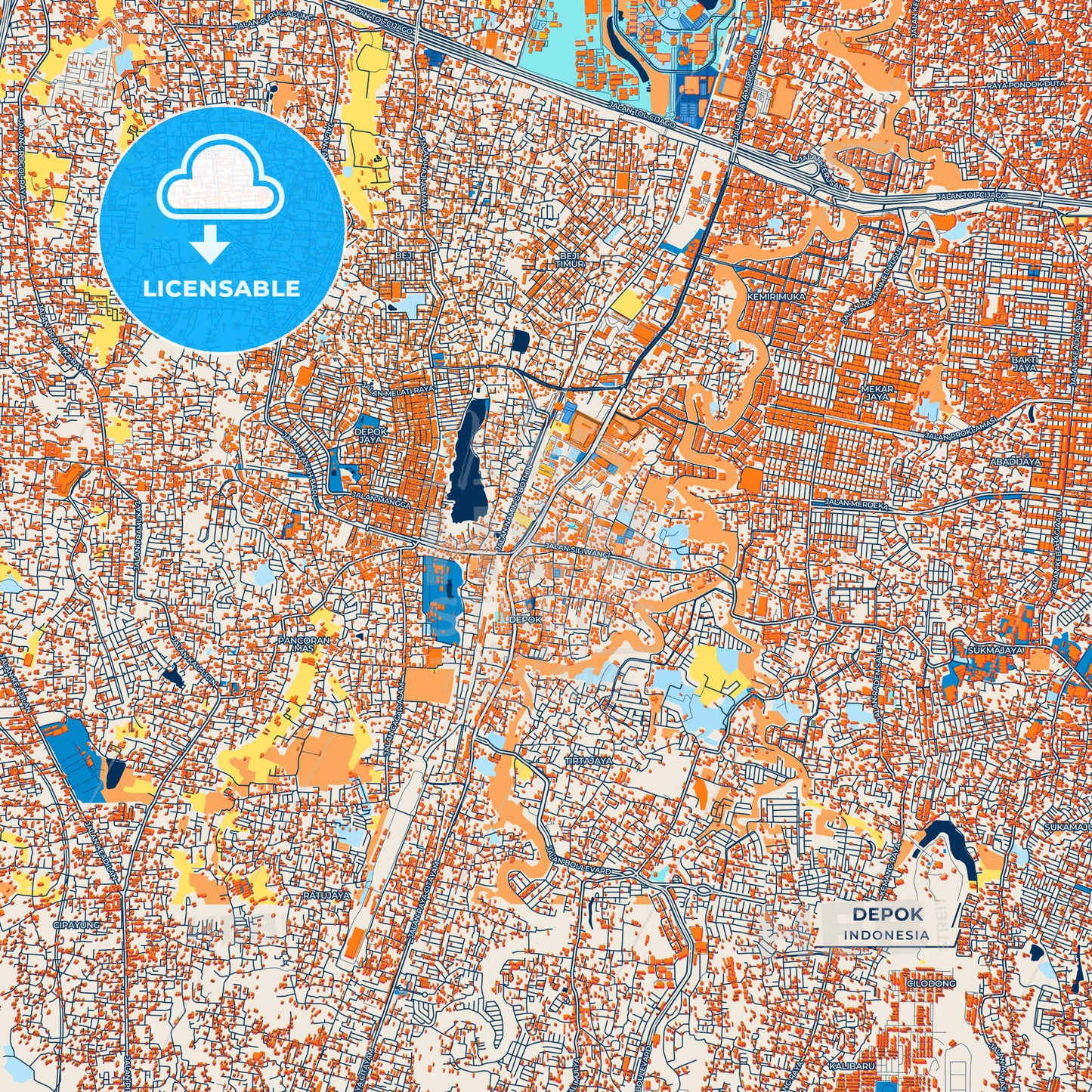 Canvas Print Template of Depok Street Map