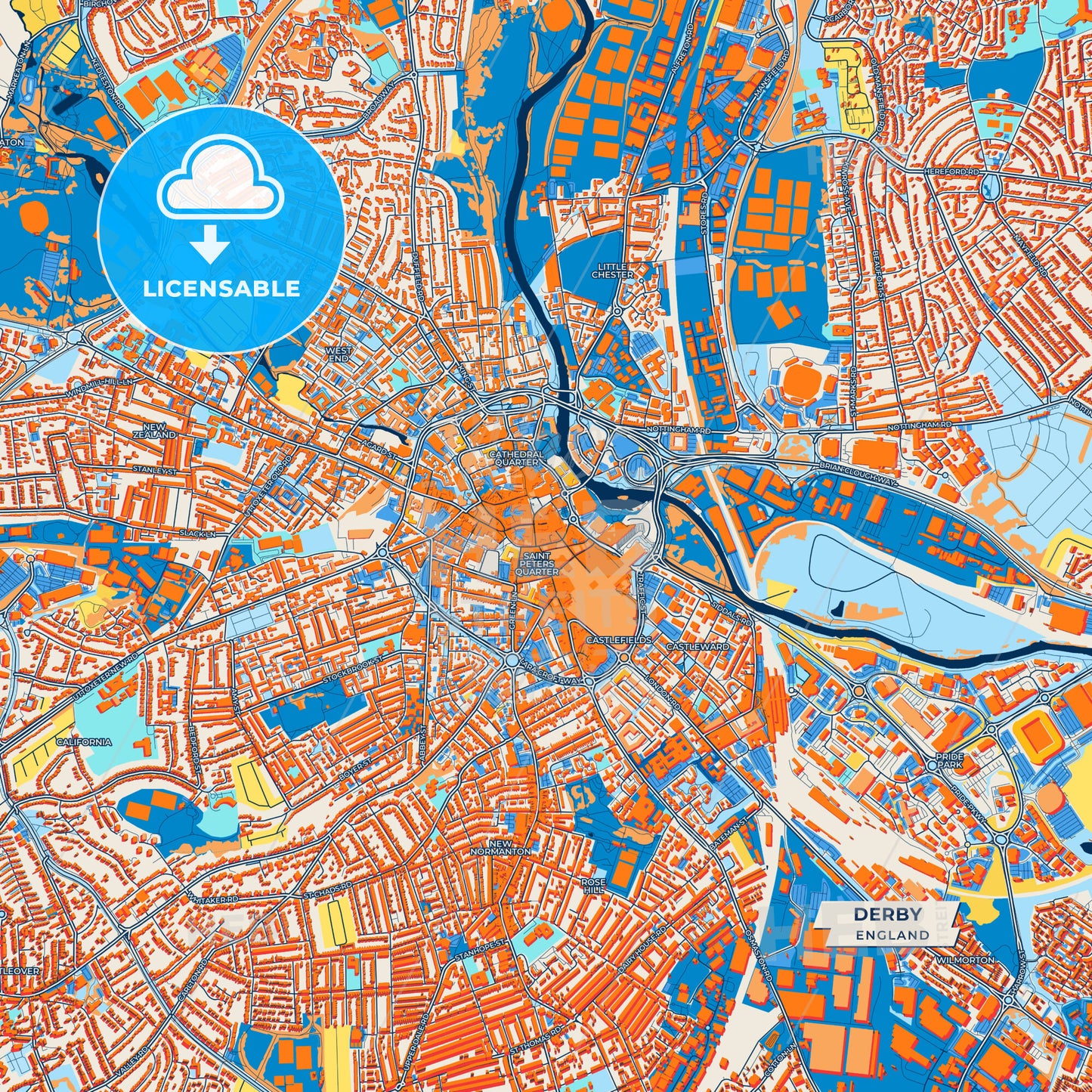Canvas Print Template of Derby Street Map