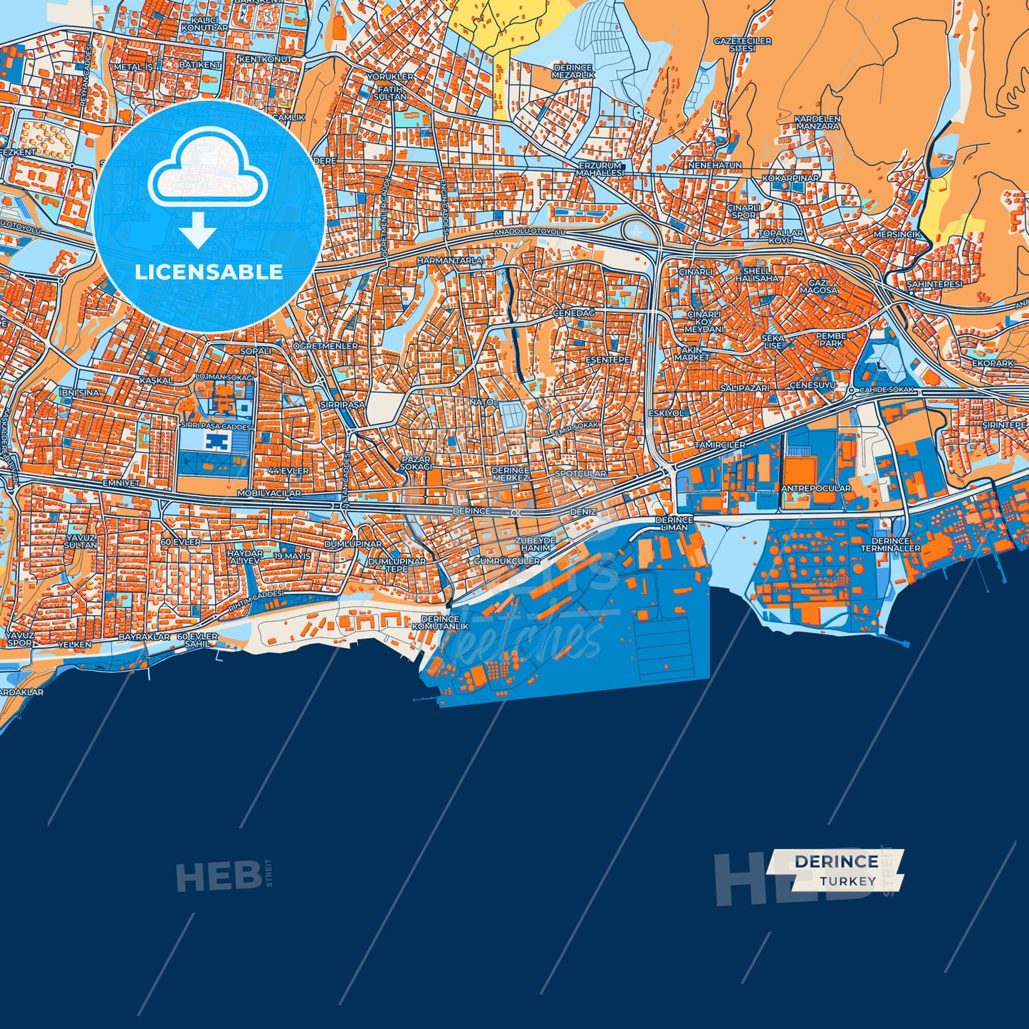 Canvas Print Template of Derince Street Map