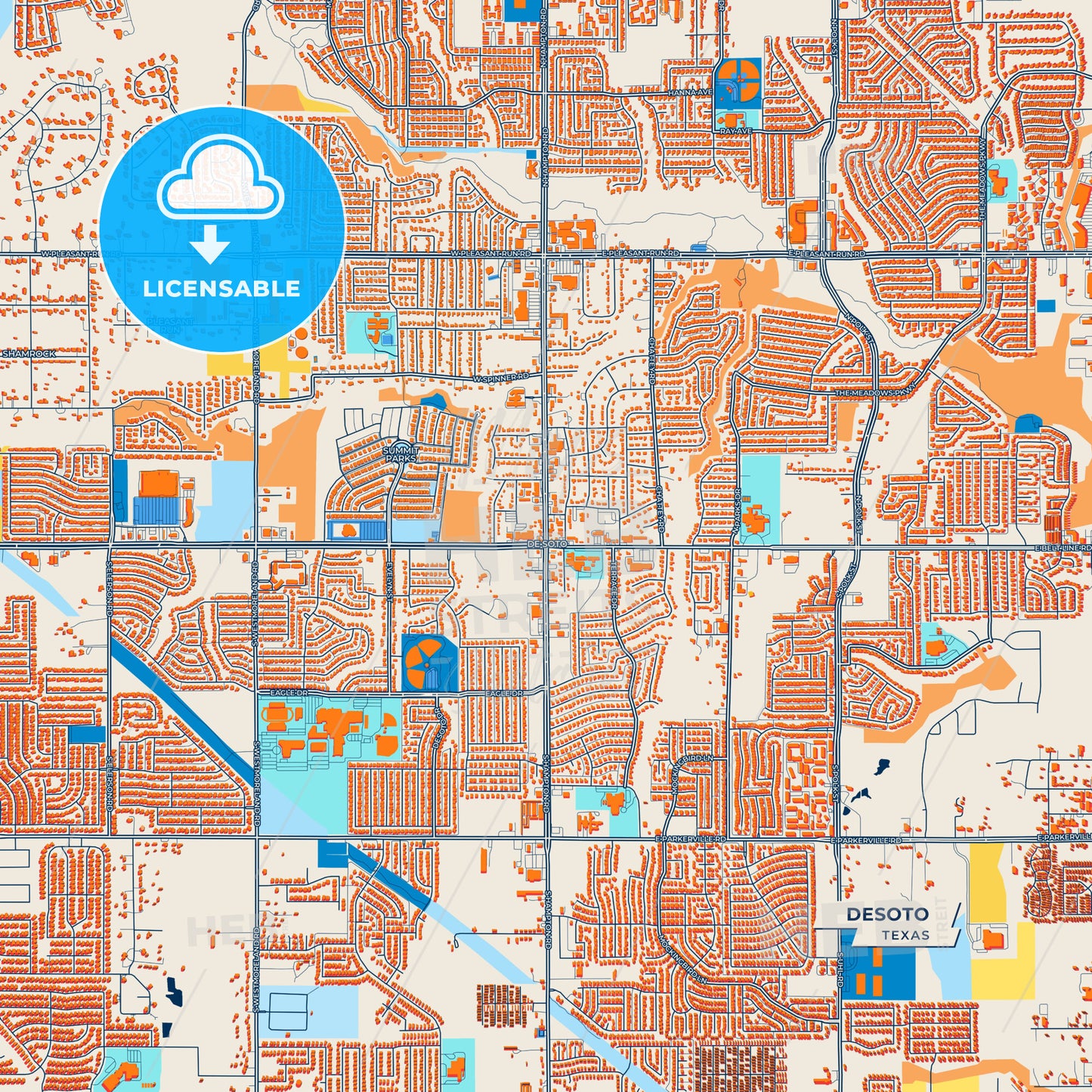 Canvas Print Template of DeSoto Street Map