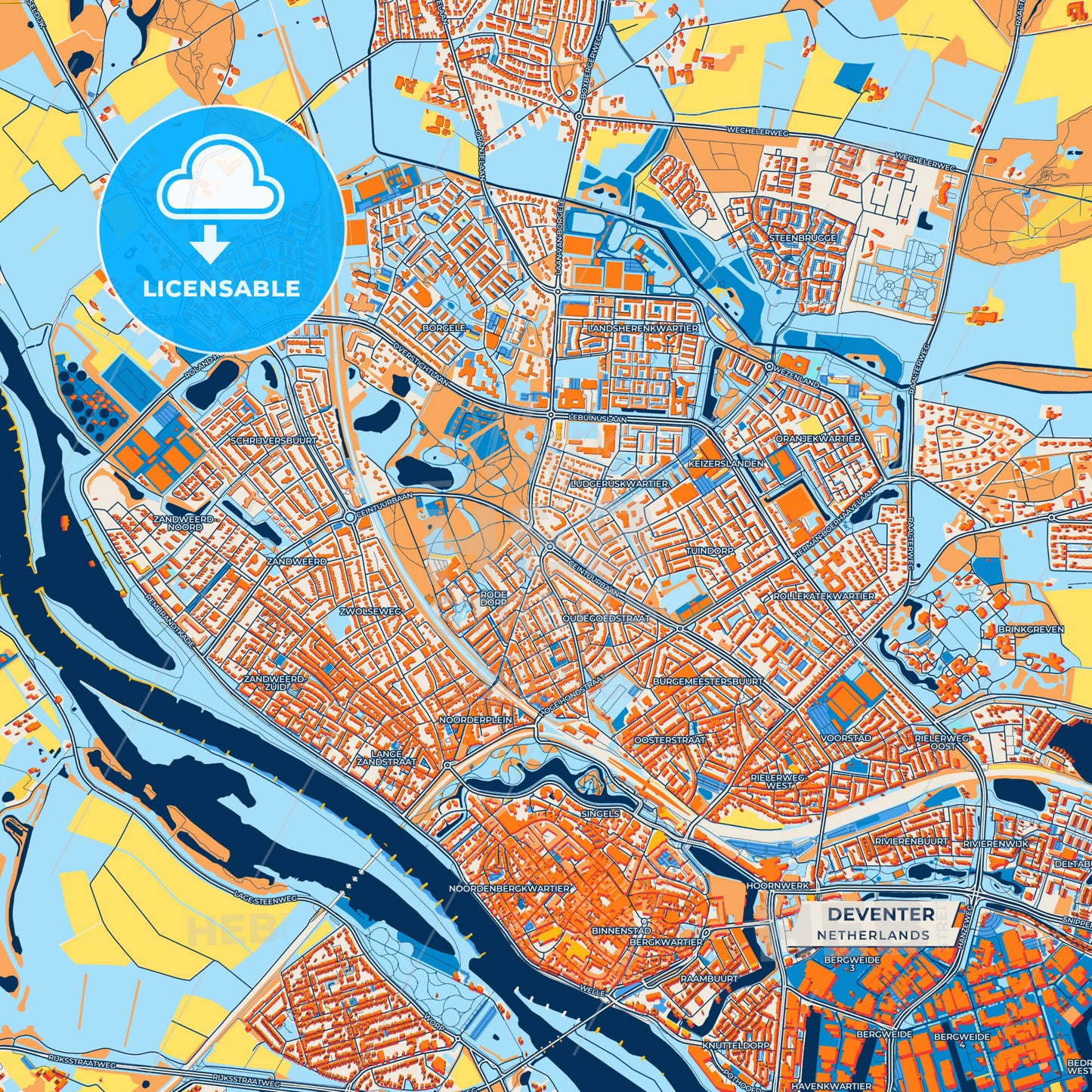 Canvas Print Template of Deventer Street Map