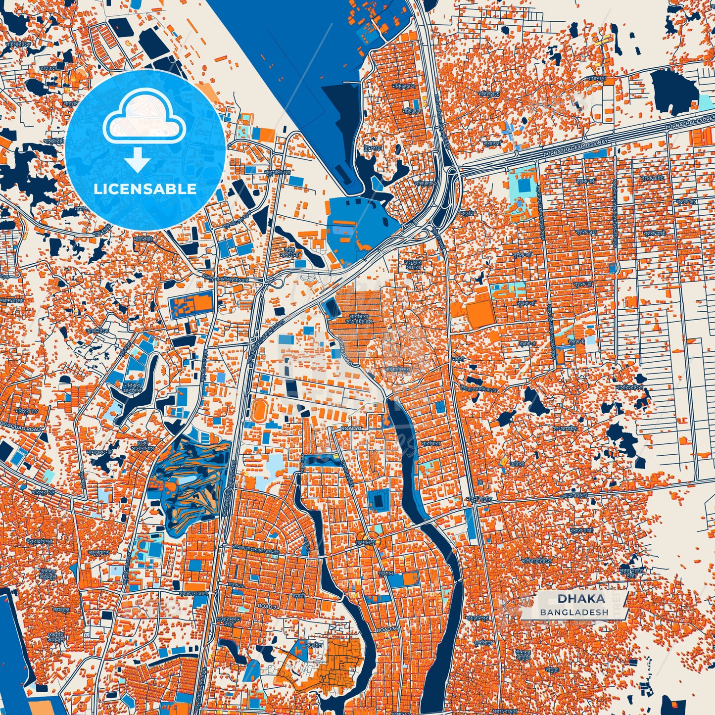 Canvas Print Template of Dhaka Street Map