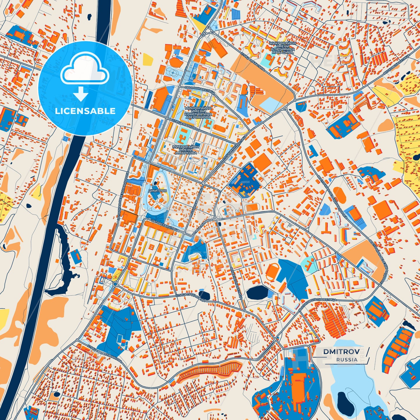 Canvas Print Template of Dmitrov Street Map